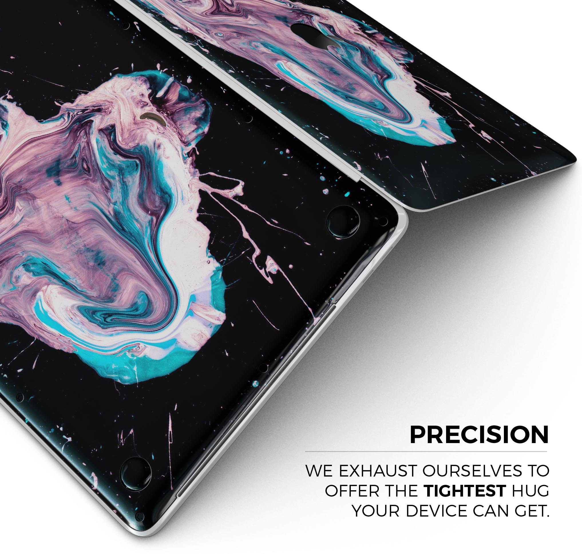 Liquid Abstract Paint V62 skin decal wrap kit for MacBook, showcasing vibrant colors and a sleek design.