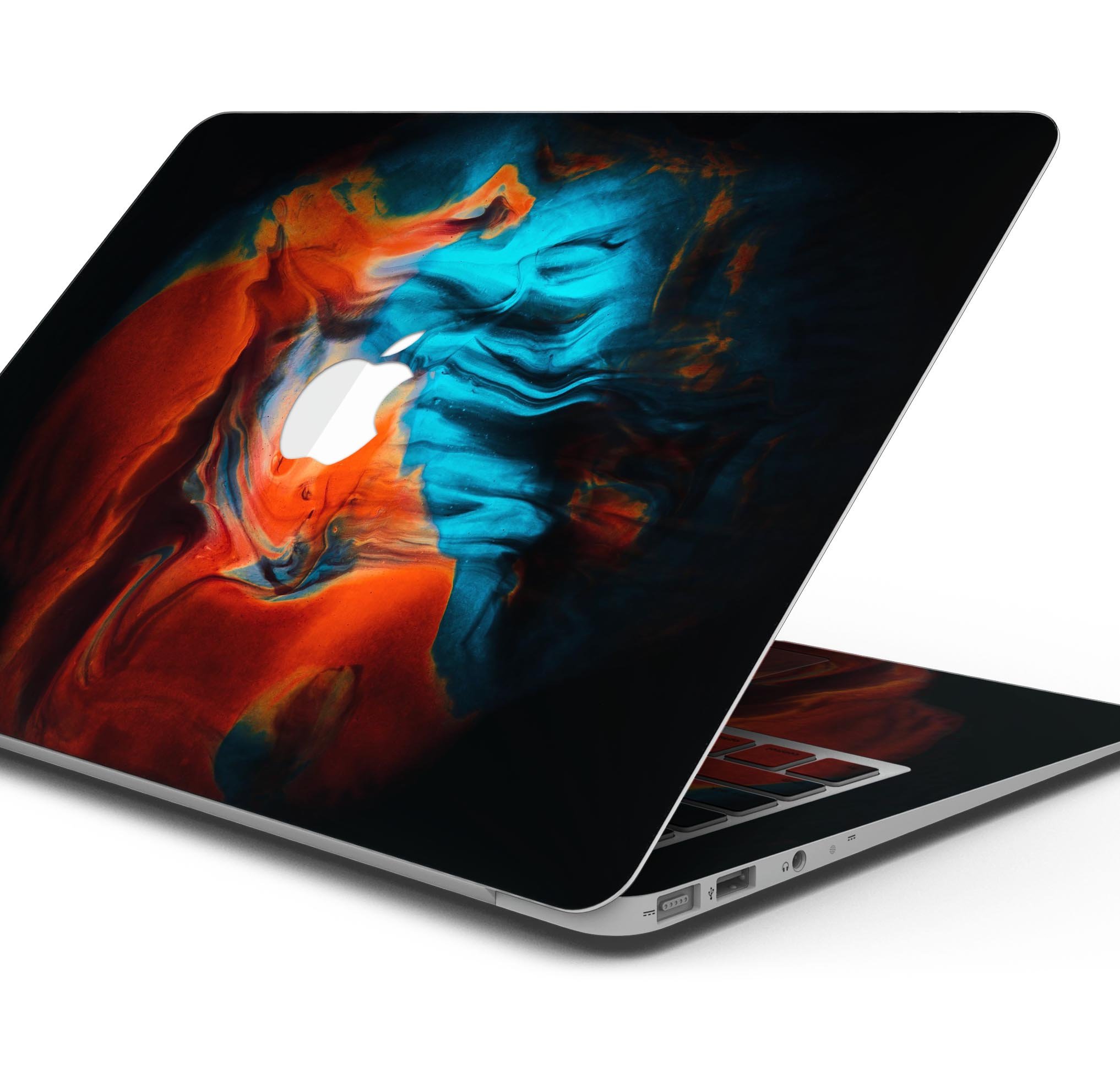 Liquid Abstract Paint V64 skin decal wrap kit for Apple MacBook, showcasing vibrant colors and a sleek design.