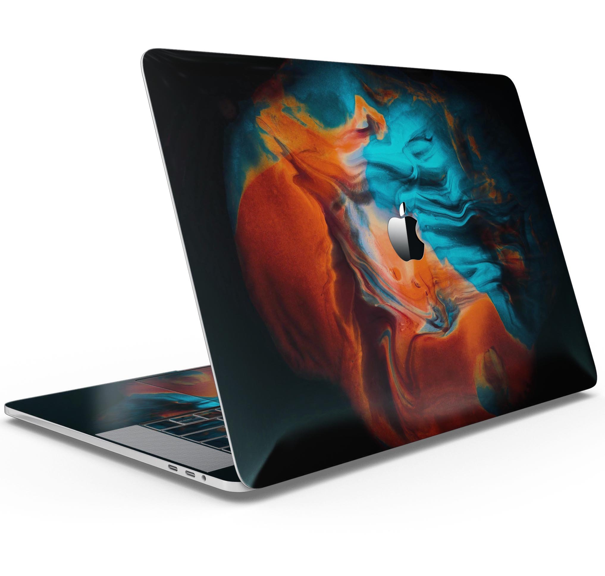 Liquid Abstract Paint V64 skin decal wrap kit for Apple MacBook, showcasing vibrant colors and a sleek design.