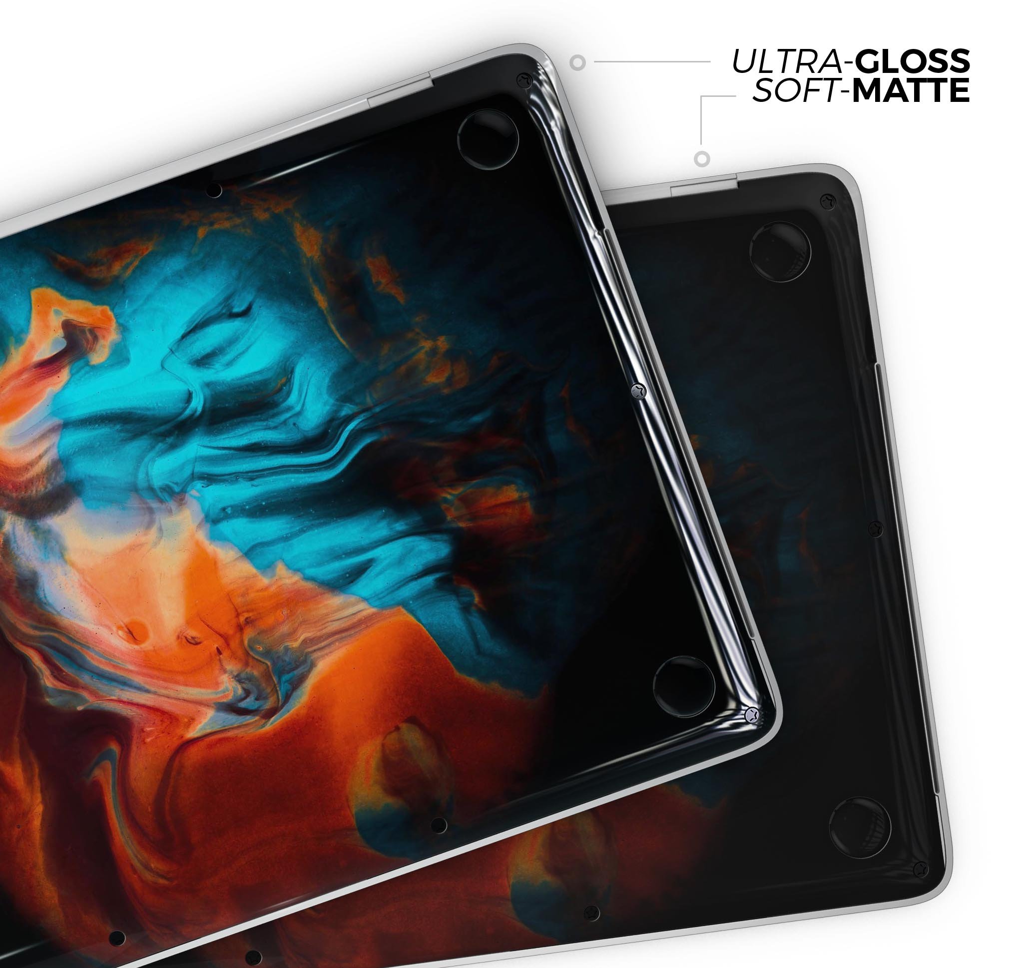 Liquid Abstract Paint V64 skin decal wrap kit for Apple MacBook, showcasing vibrant colors and a sleek design.