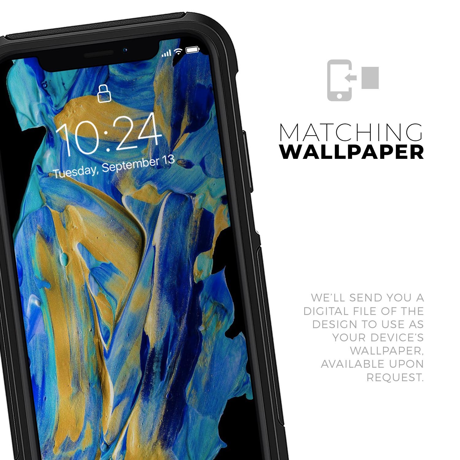 Liquid Abstract Paint V65 Skin Kit designed for iPhone OtterBox cases, featuring vibrant abstract design and ultra-thin protection.