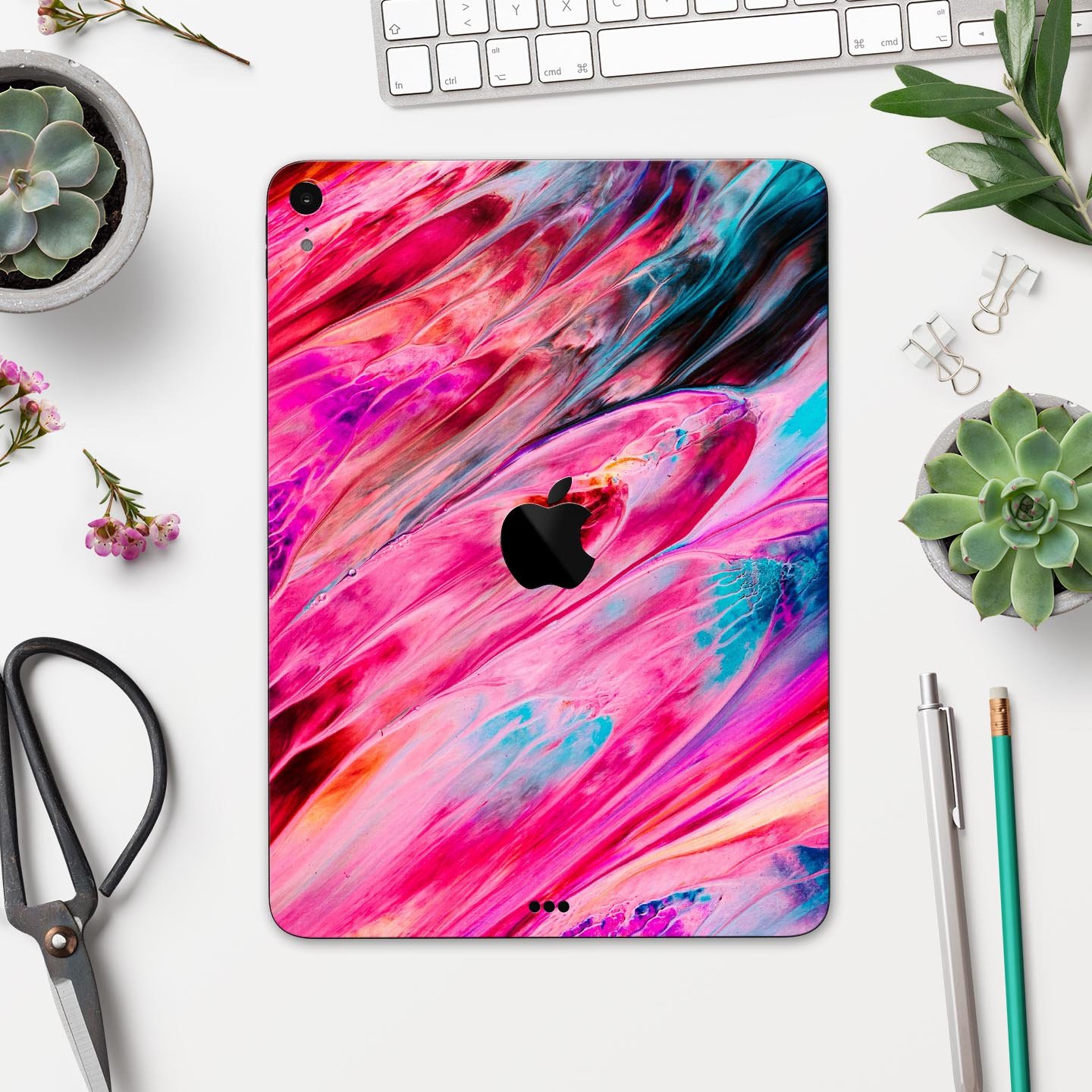 Liquid Abstract Paint V67 skin decal for Apple iPad, showcasing vibrant abstract design and premium 3M material.