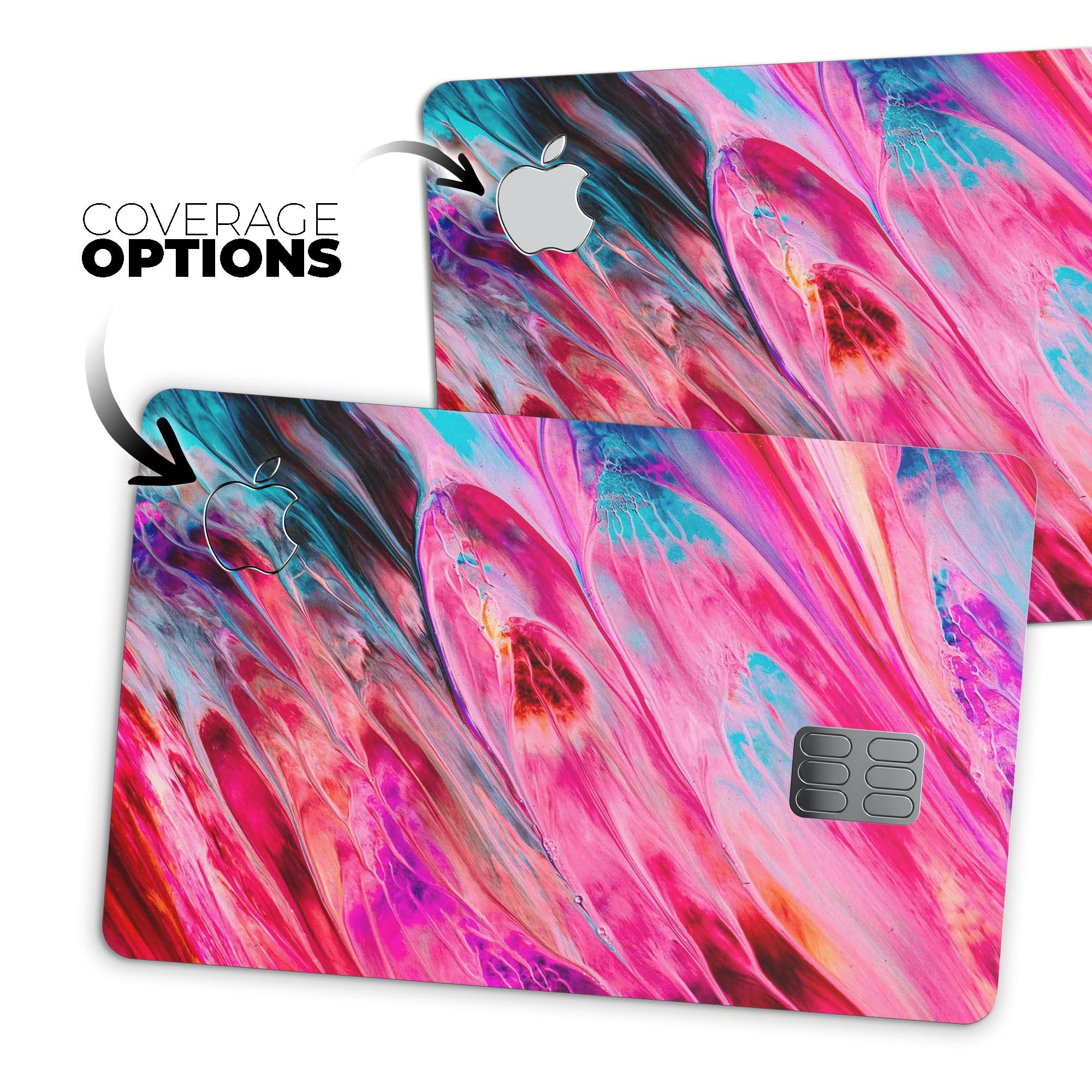 Liquid Abstract Paint V67 skin for Apple Card, showcasing premium vinyl material with a vibrant abstract design.