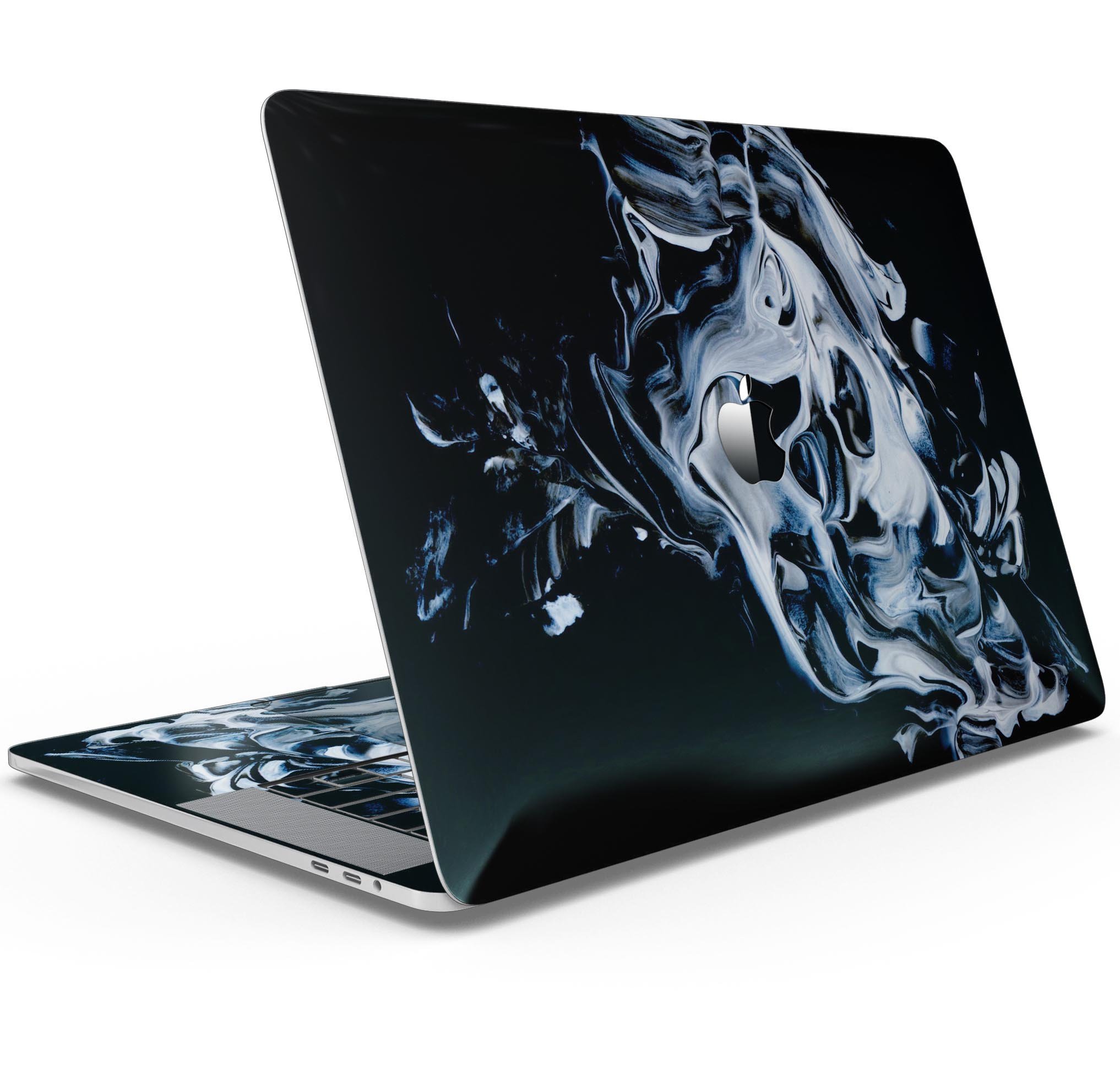 Liquid Abstract Paint V77 skin decal wrap kit for Apple MacBook, showcasing vibrant colors and a sleek design.