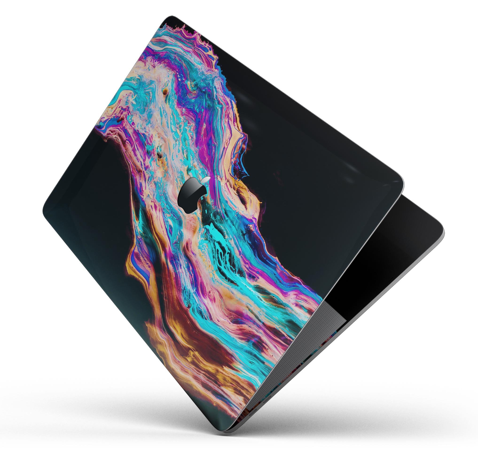 Liquid Abstract Paint V71 skin decal wrap kit for MacBook, showcasing vibrant colors and a sleek design.
