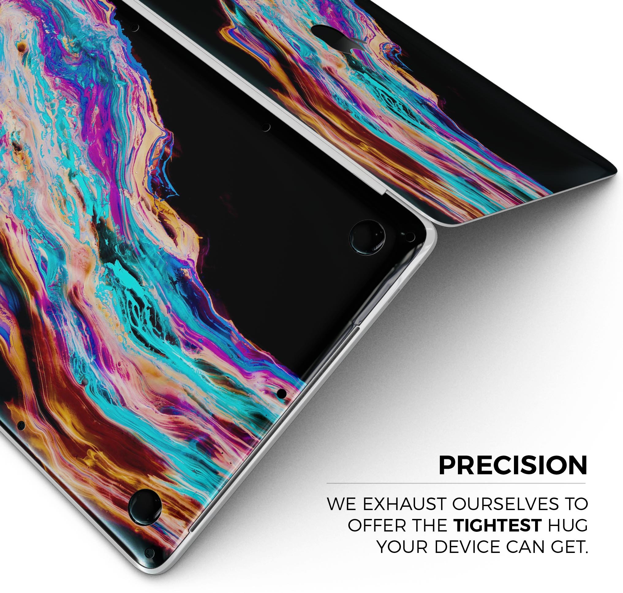 Liquid Abstract Paint V71 skin decal wrap kit for MacBook, showcasing vibrant colors and a sleek design.