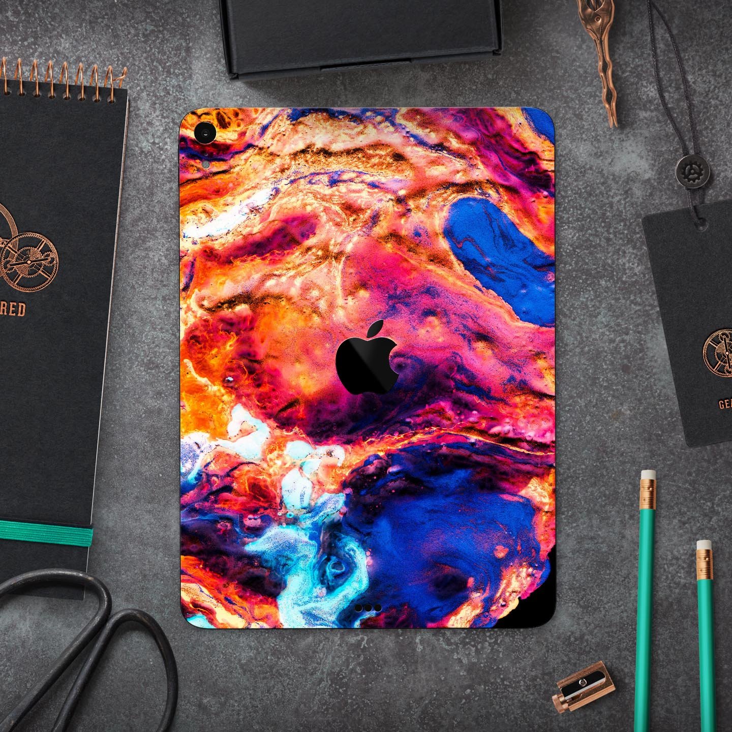 Liquid Abstract Paint V72 skin decal for Apple iPad, showcasing vibrant abstract design and premium 3M material.