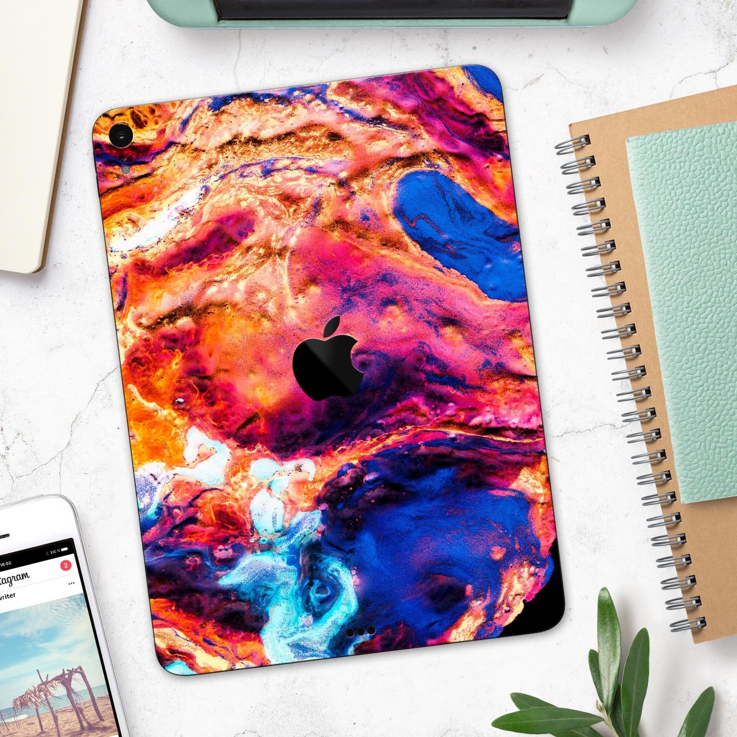 Liquid Abstract Paint V72 skin decal for Apple iPad, showcasing vibrant abstract design and premium 3M material.