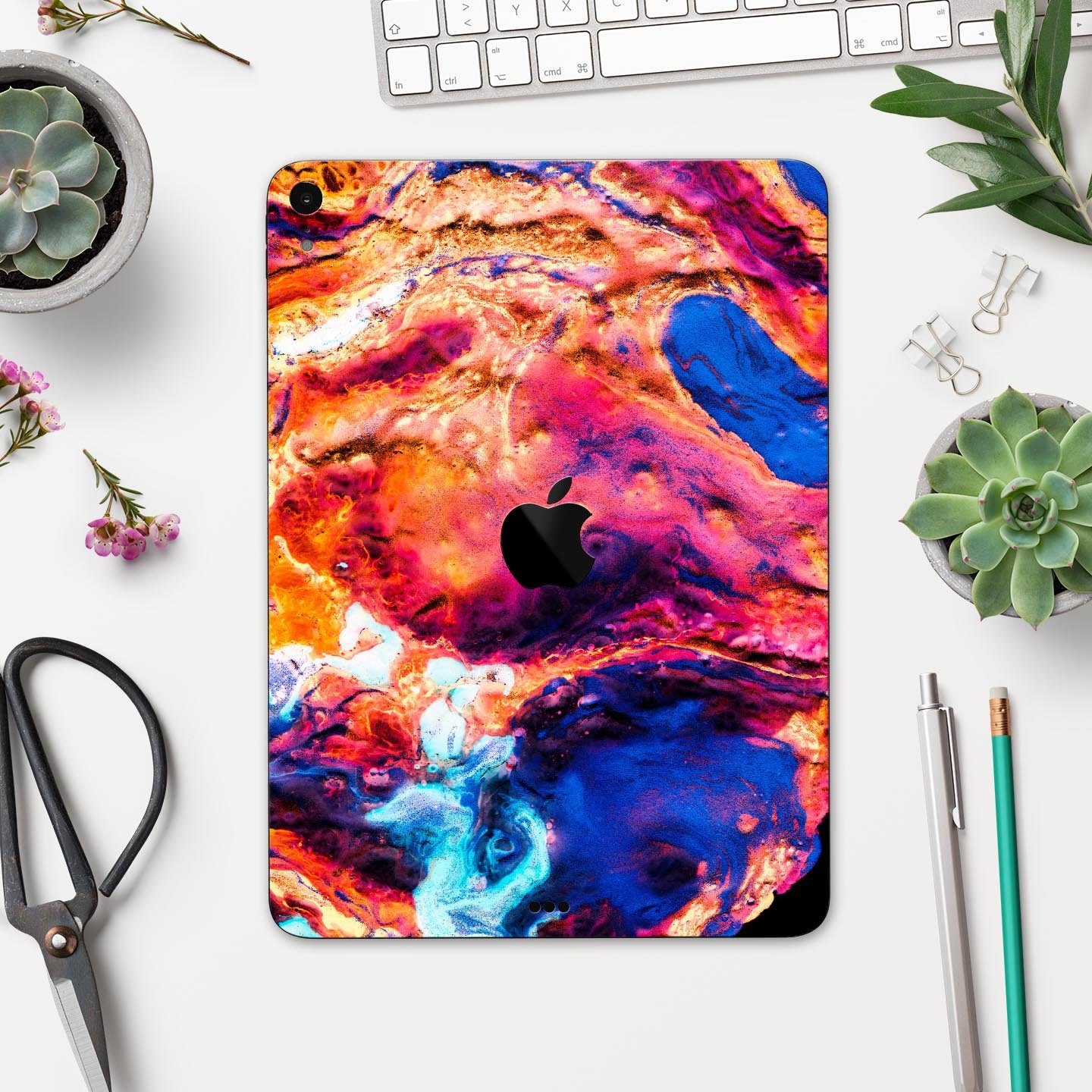 Liquid Abstract Paint V72 skin decal for Apple iPad, showcasing vibrant abstract design and premium 3M material.