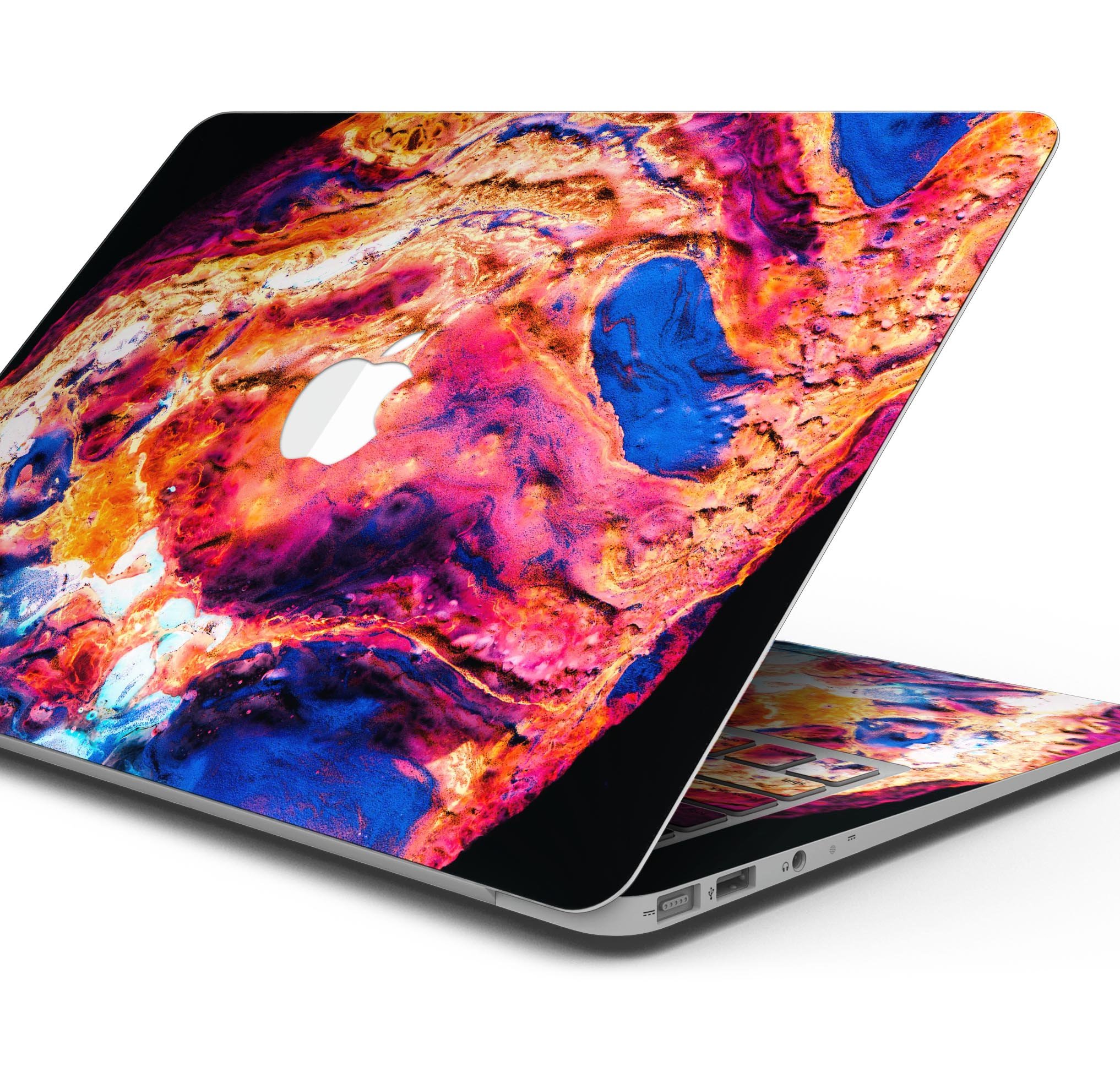 Liquid Abstract Paint V72 skin decal wrap kit for Apple MacBook, showcasing vibrant design and premium vinyl material.
