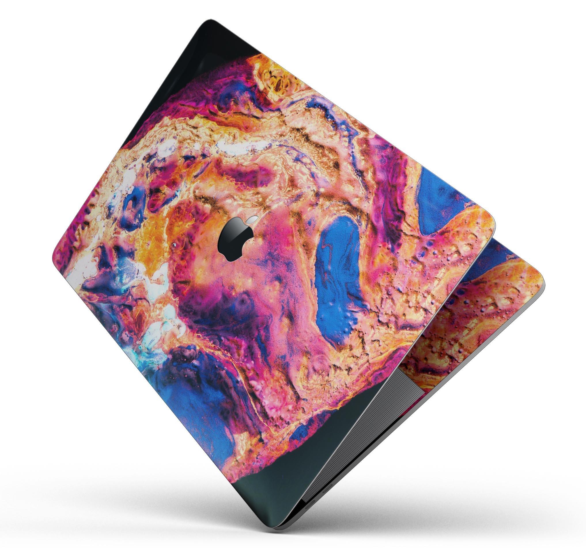Liquid Abstract Paint V72 skin decal wrap kit for Apple MacBook, showcasing vibrant design and premium vinyl material.