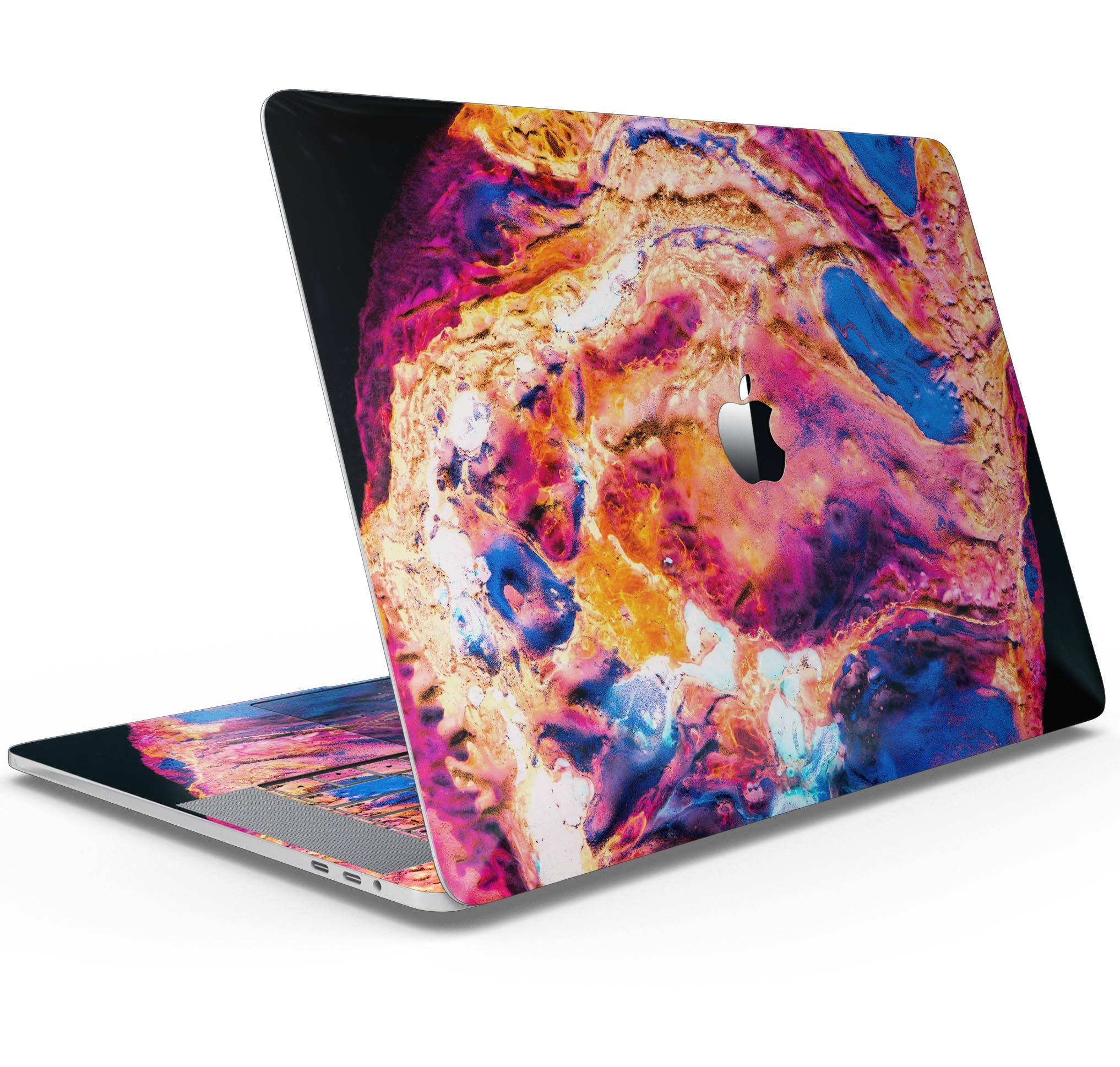 Liquid Abstract Paint V72 skin decal wrap kit for Apple MacBook, showcasing vibrant design and premium vinyl material.