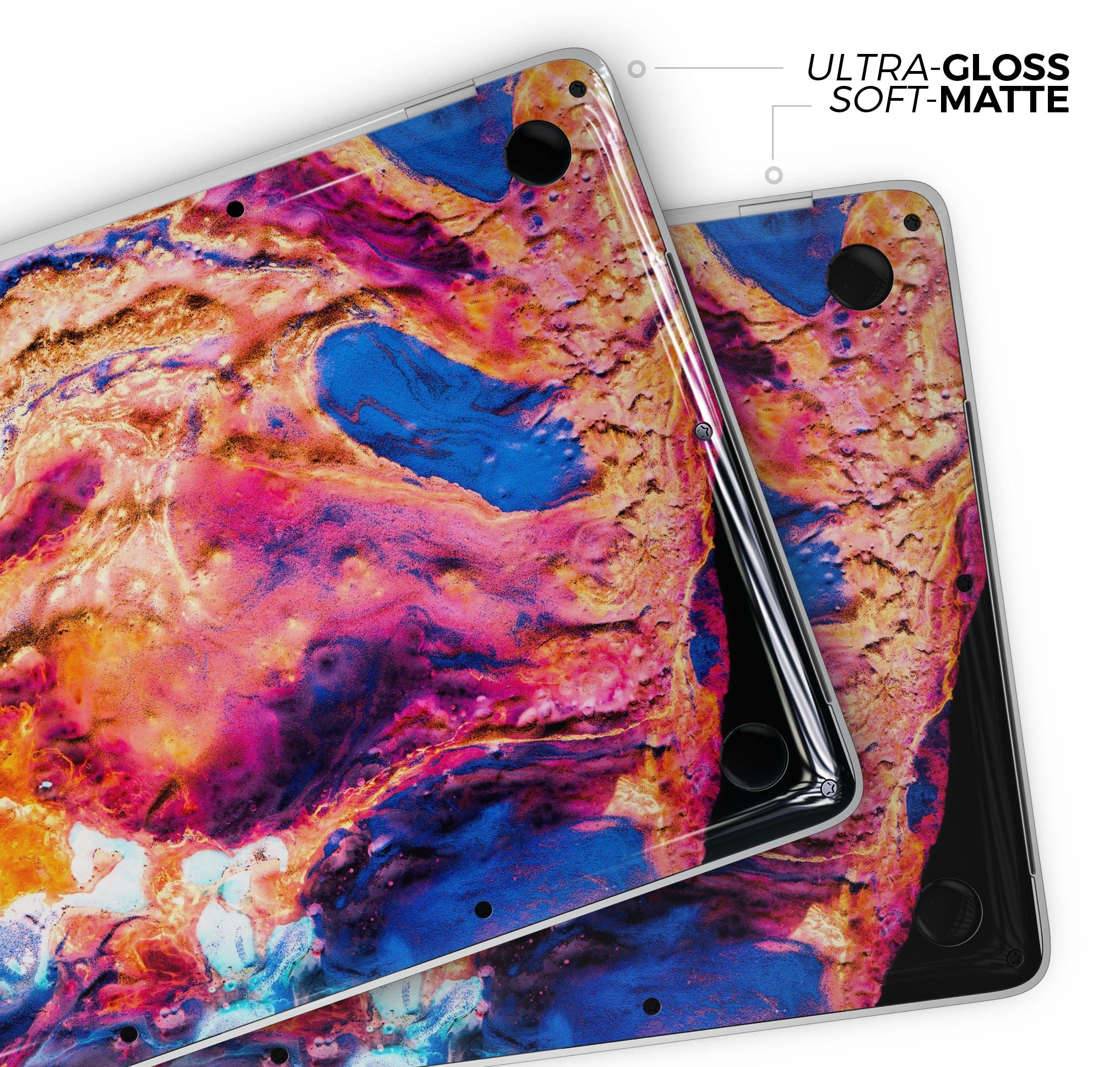 Liquid Abstract Paint V72 skin decal wrap kit for Apple MacBook, showcasing vibrant design and premium vinyl material.