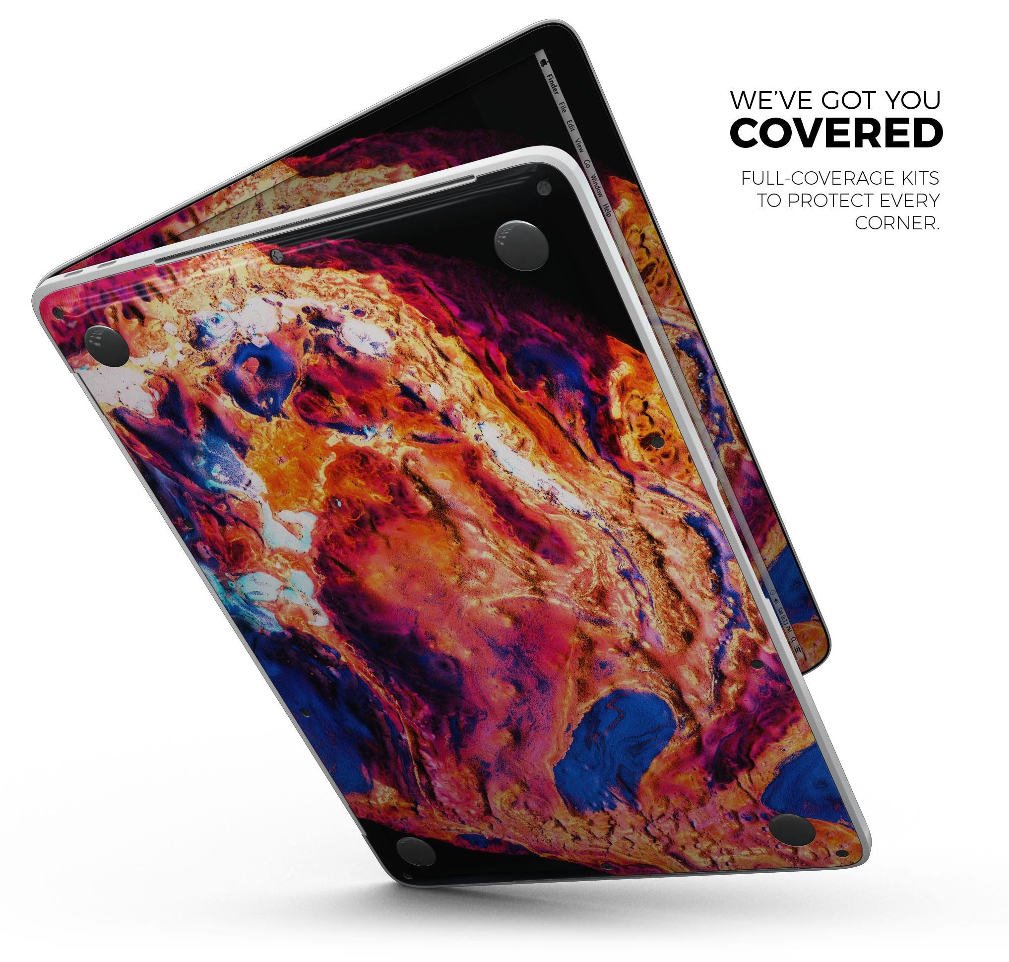 Liquid Abstract Paint V72 skin decal wrap kit for Apple MacBook, showcasing vibrant design and premium vinyl material.