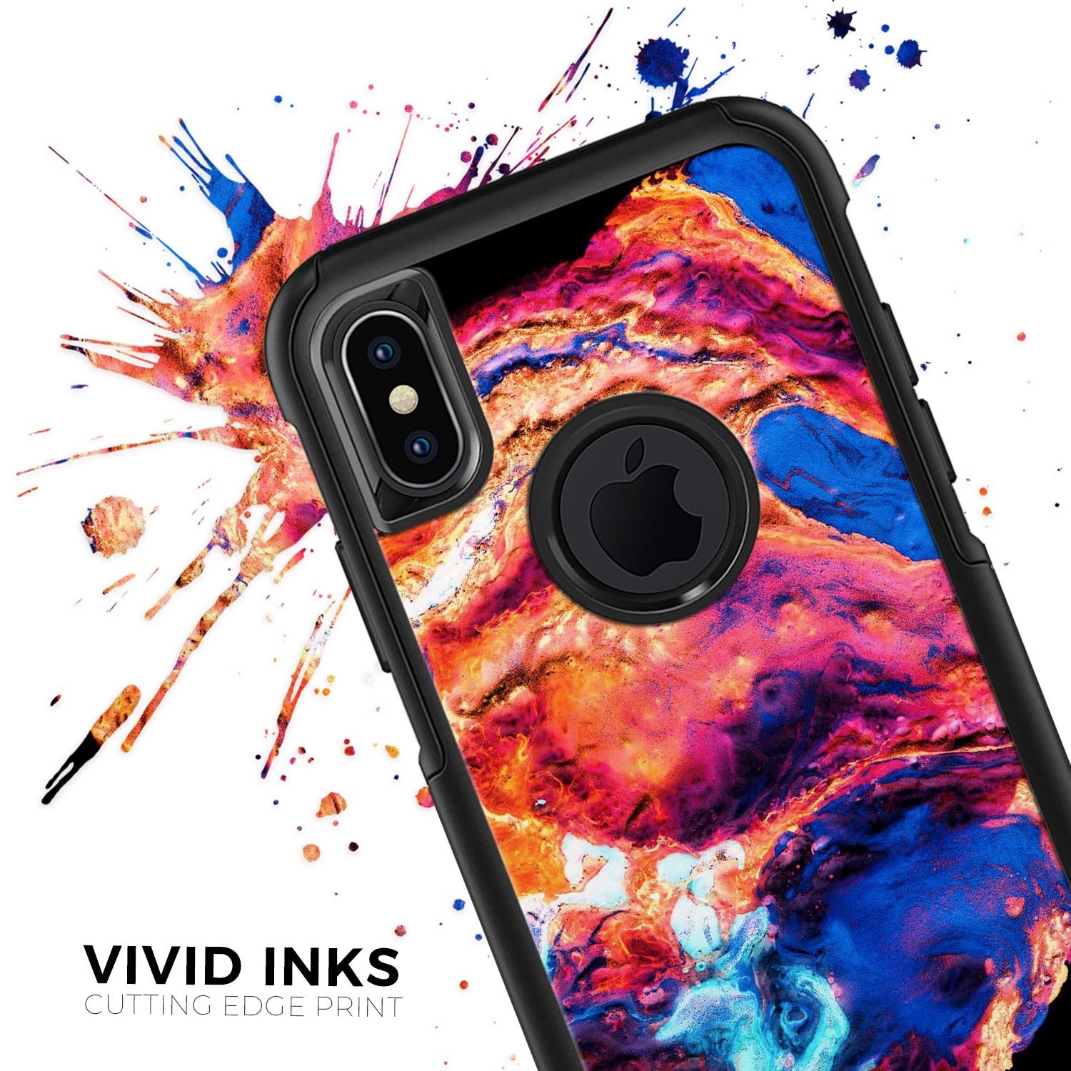Liquid Abstract Paint V72 Skin Kit for iPhone OtterBox Cases featuring vibrant abstract designs and premium materials.