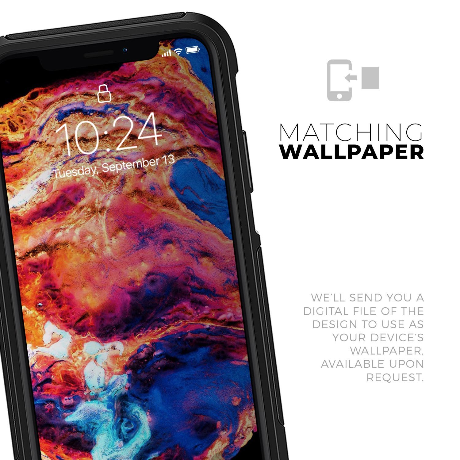 Liquid Abstract Paint V72 Skin Kit for iPhone OtterBox Cases featuring vibrant abstract designs and premium materials.