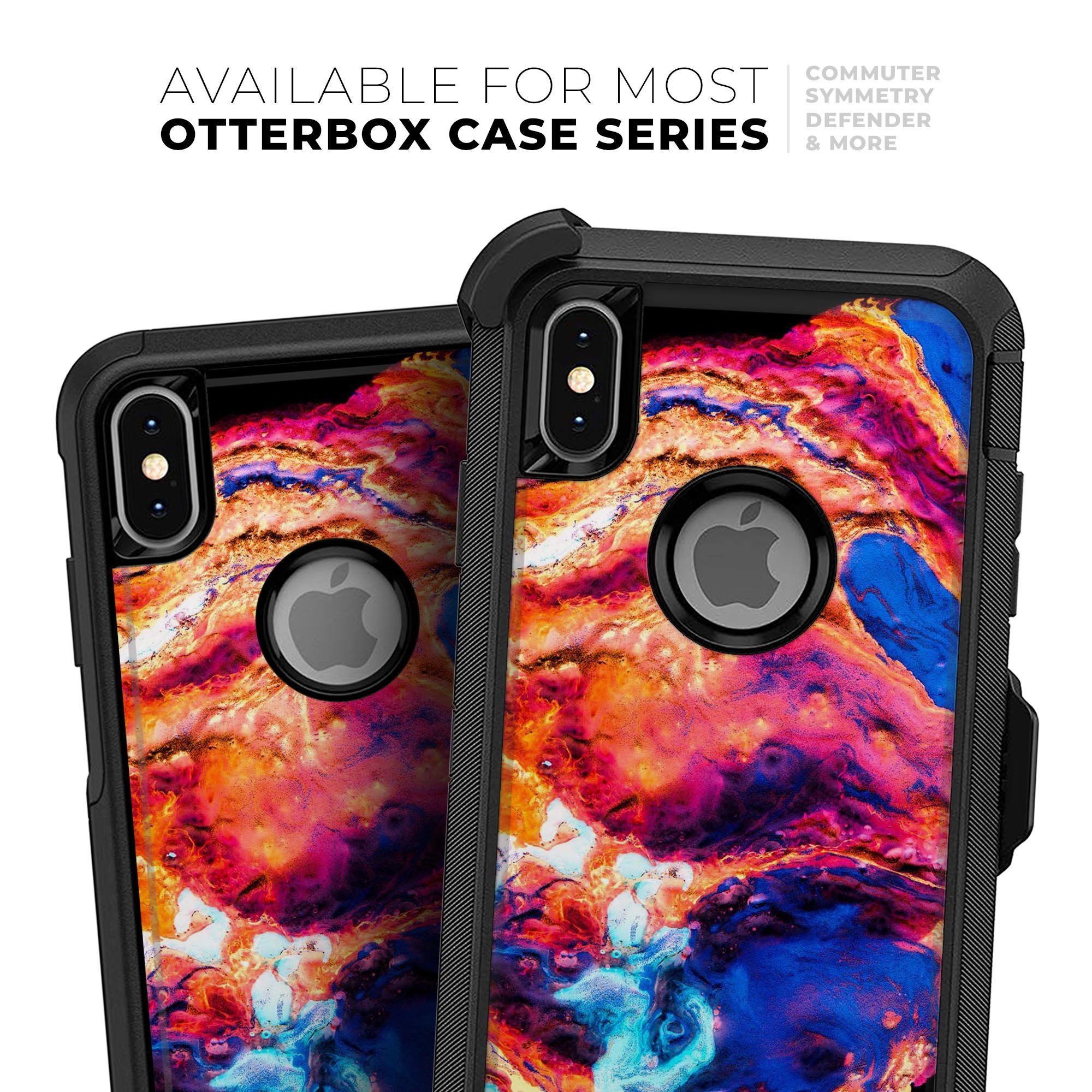 Liquid Abstract Paint V72 Skin Kit for iPhone OtterBox Cases featuring vibrant abstract designs and premium materials.
