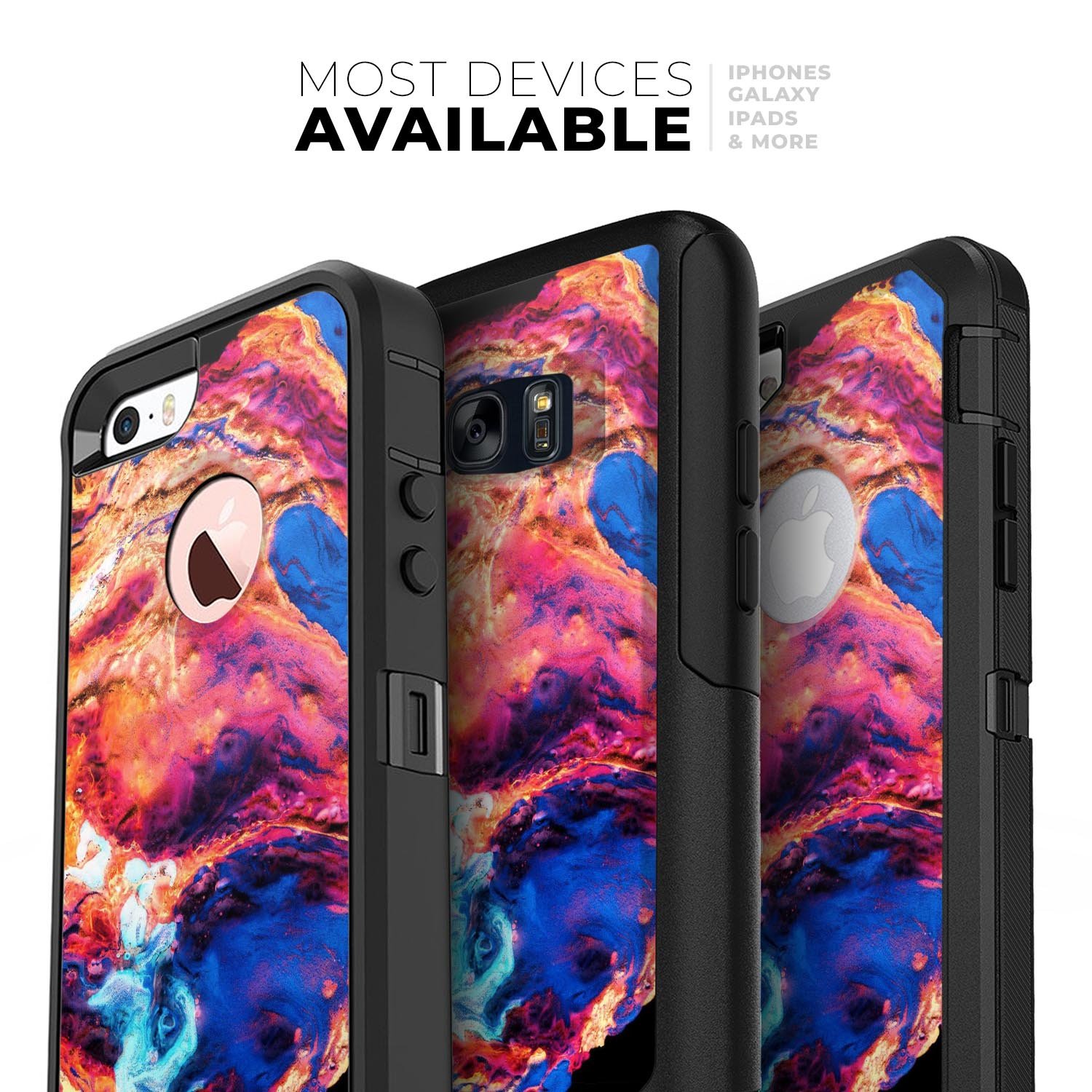 Liquid Abstract Paint V72 Skin Kit for iPhone OtterBox Cases featuring vibrant abstract designs and premium materials.
