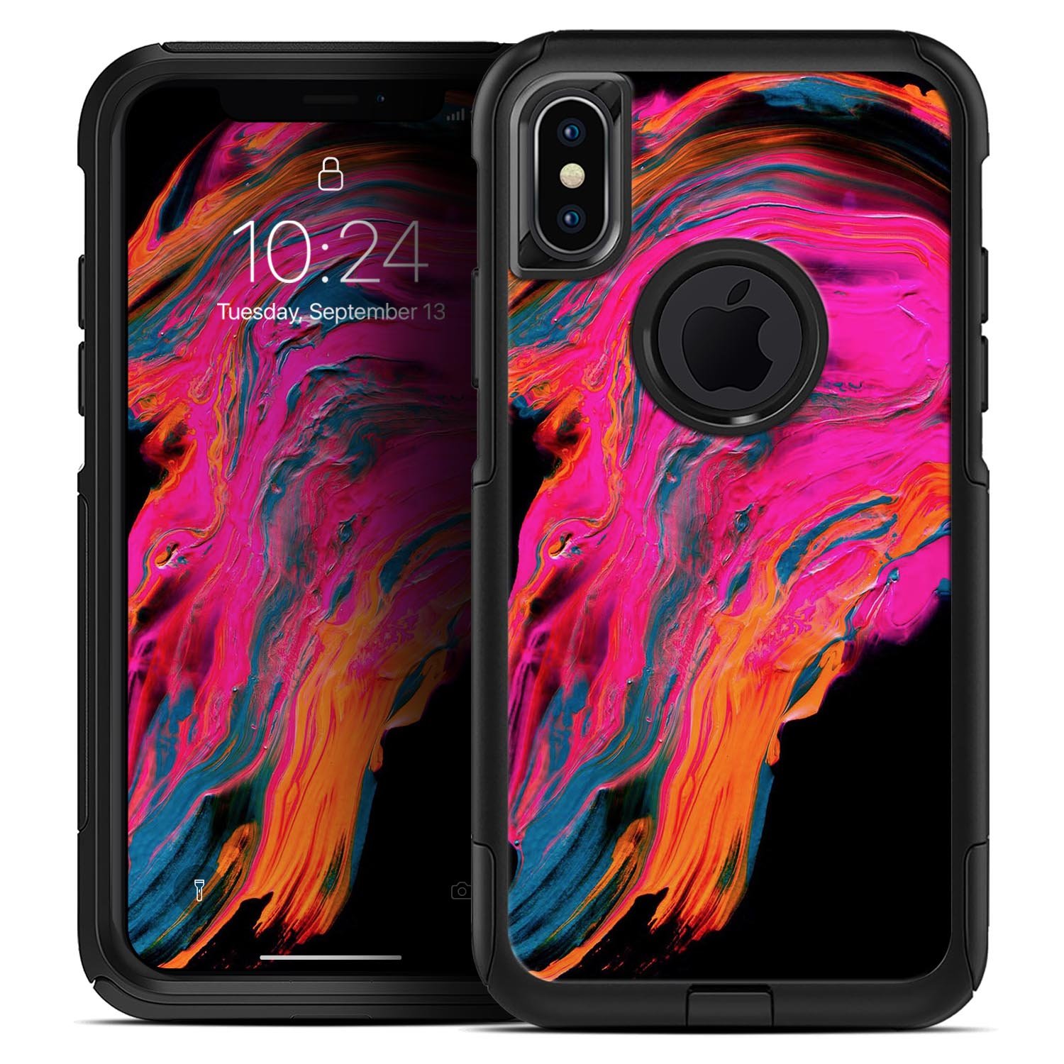 Liquid Abstract Paint V73 Skin Kit for iPhone OtterBox Cases featuring vibrant abstract design and premium materials.