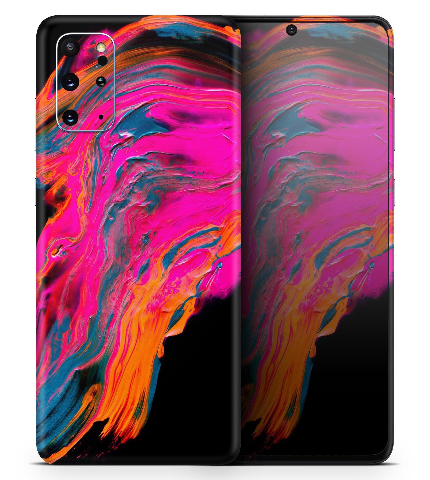 Liquid Abstract Paint V73 Skin-Kit for Samsung Galaxy S-Series, showcasing vibrant design and premium vinyl material.