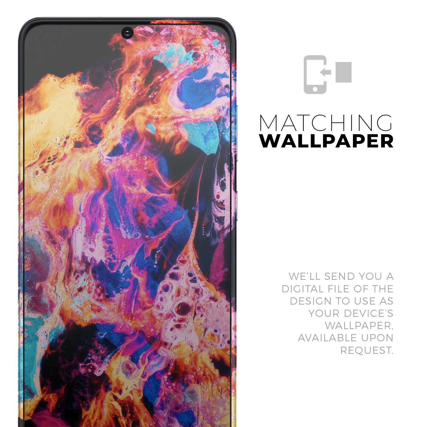 Liquid Abstract Paint V74 skin for Samsung Galaxy S-Series, showcasing vibrant design and premium vinyl material.