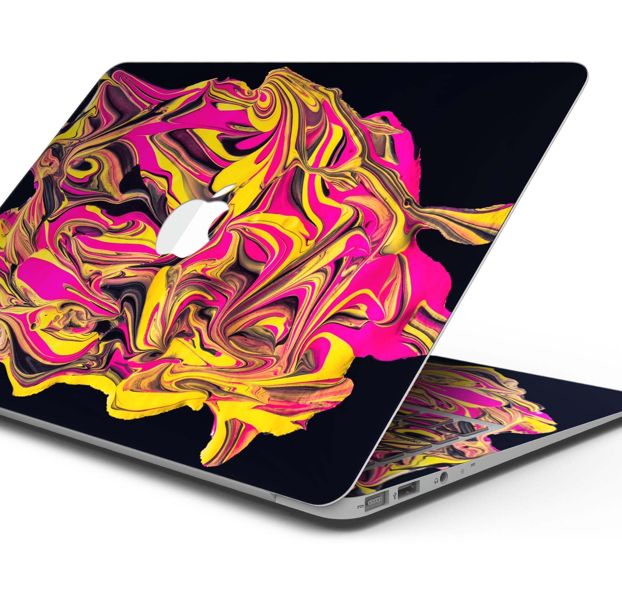 Liquid Abstract Paint V79 skin decal wrap kit for MacBook, showcasing vibrant colors and a sleek design.