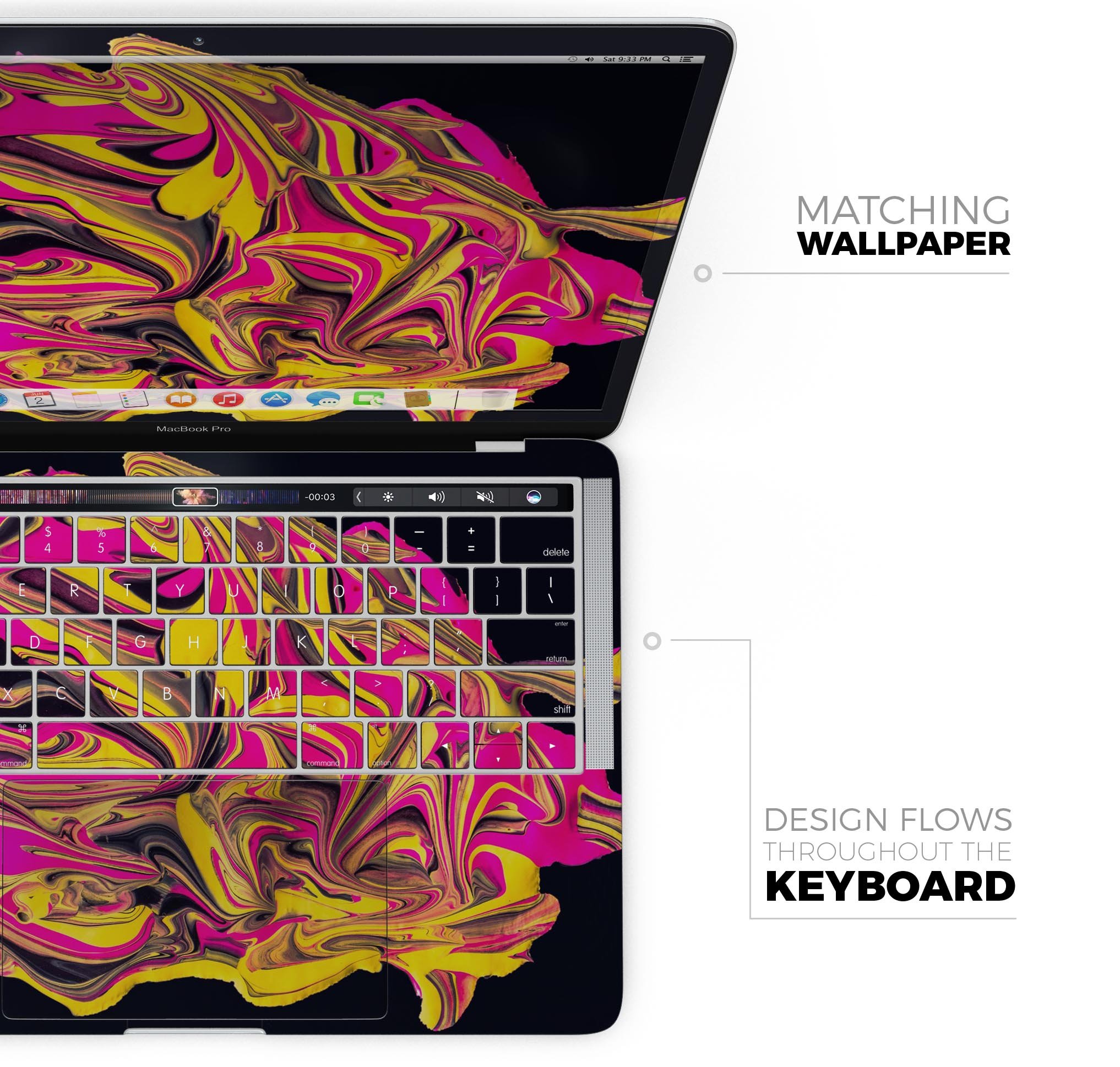 Liquid Abstract Paint V79 skin decal wrap kit for MacBook, showcasing vibrant colors and a sleek design.