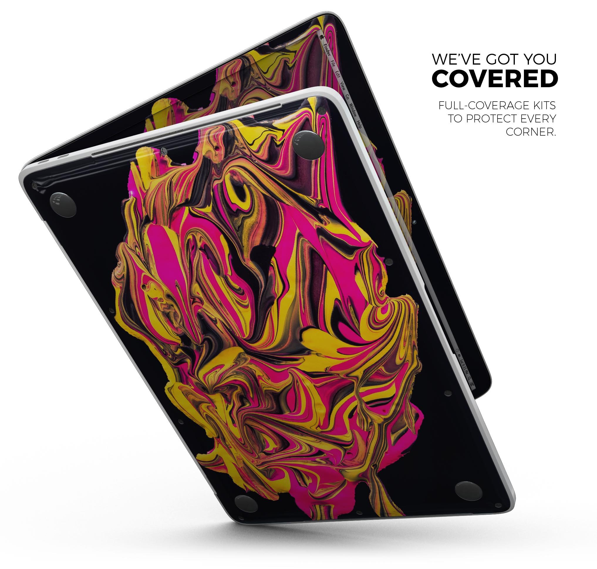 Liquid Abstract Paint V79 skin decal wrap kit for MacBook, showcasing vibrant colors and a sleek design.