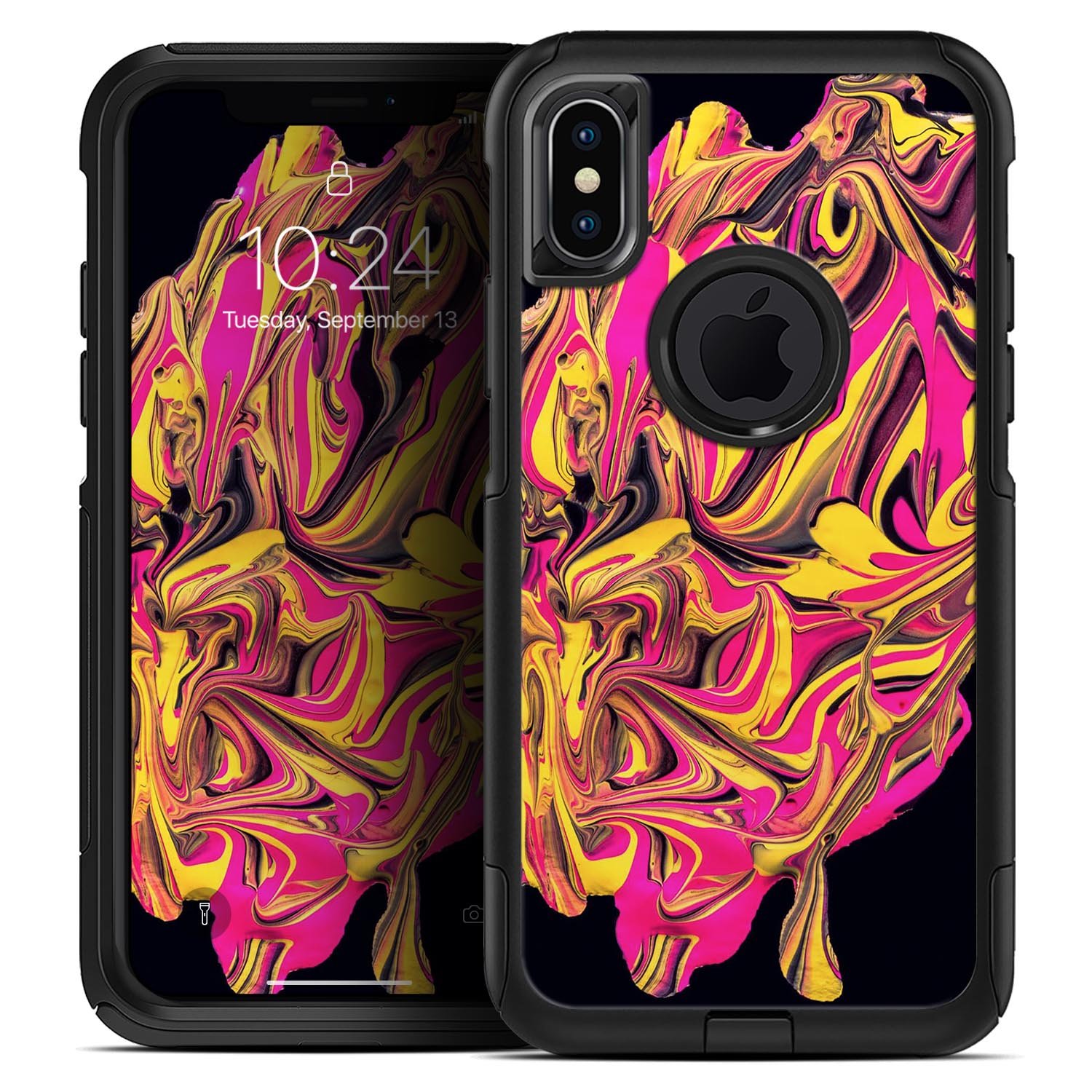 Liquid Abstract Paint V79 Skin Kit for iPhone OtterBox Cases featuring vibrant abstract design and premium 3M materials.