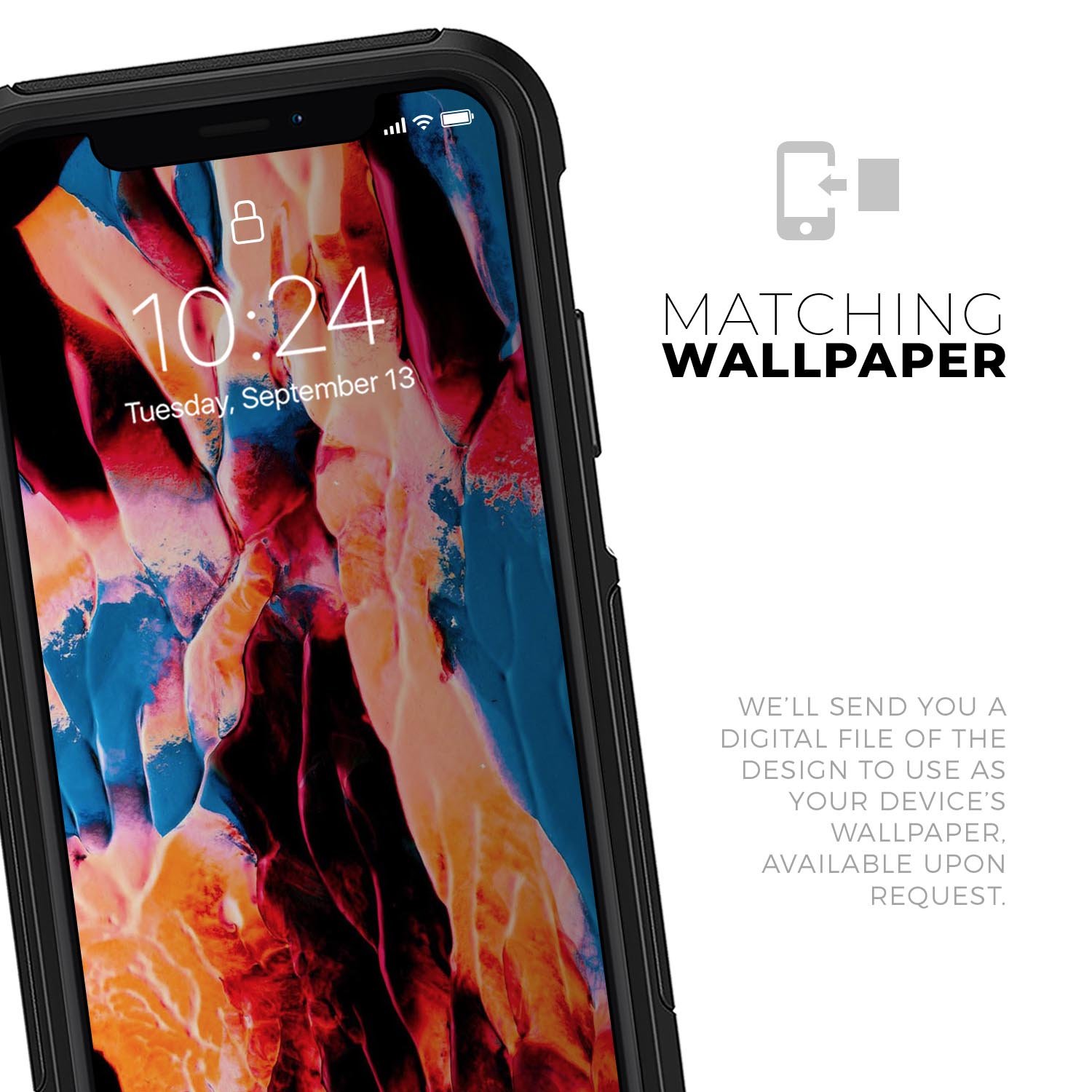 Liquid Abstract Paint V8 Skin Kit for iPhone OtterBox Cases featuring vibrant abstract design and premium 3M material.