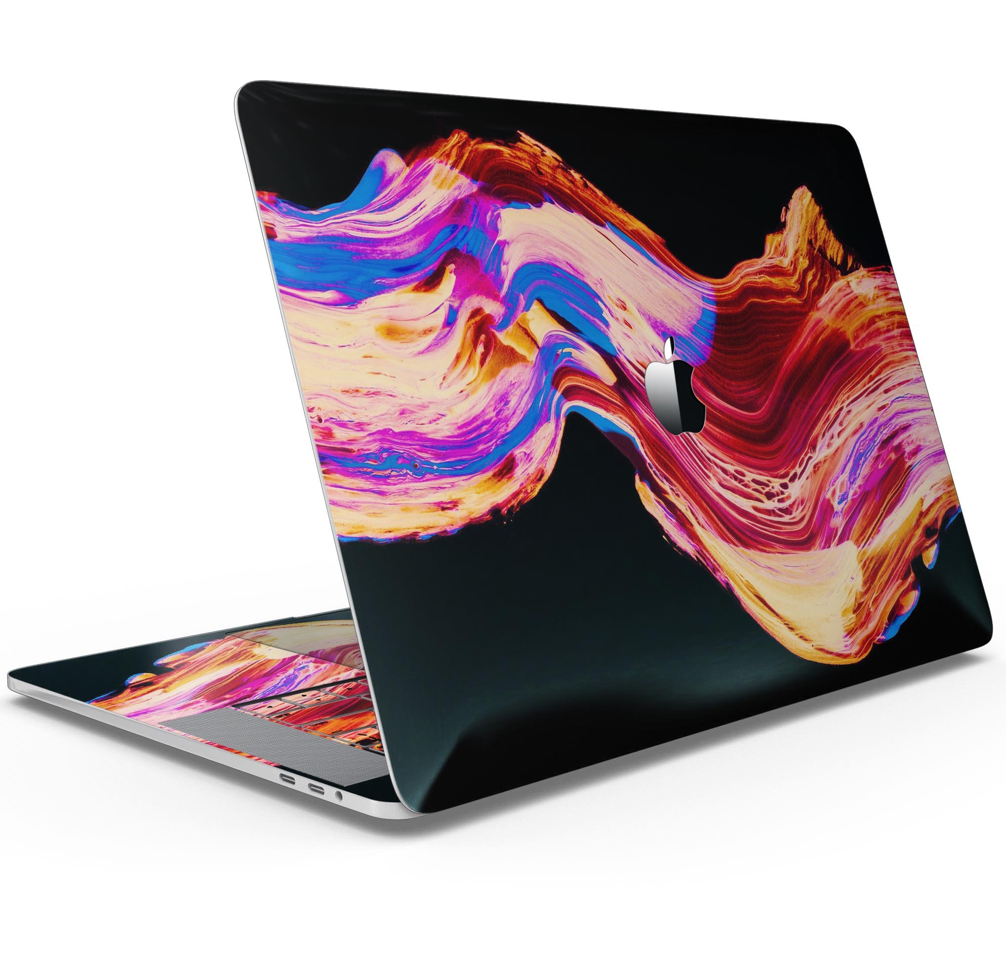 Liquid Abstract Paint V80 skin decal wrap kit for MacBook, showcasing vibrant colors and a sleek design.