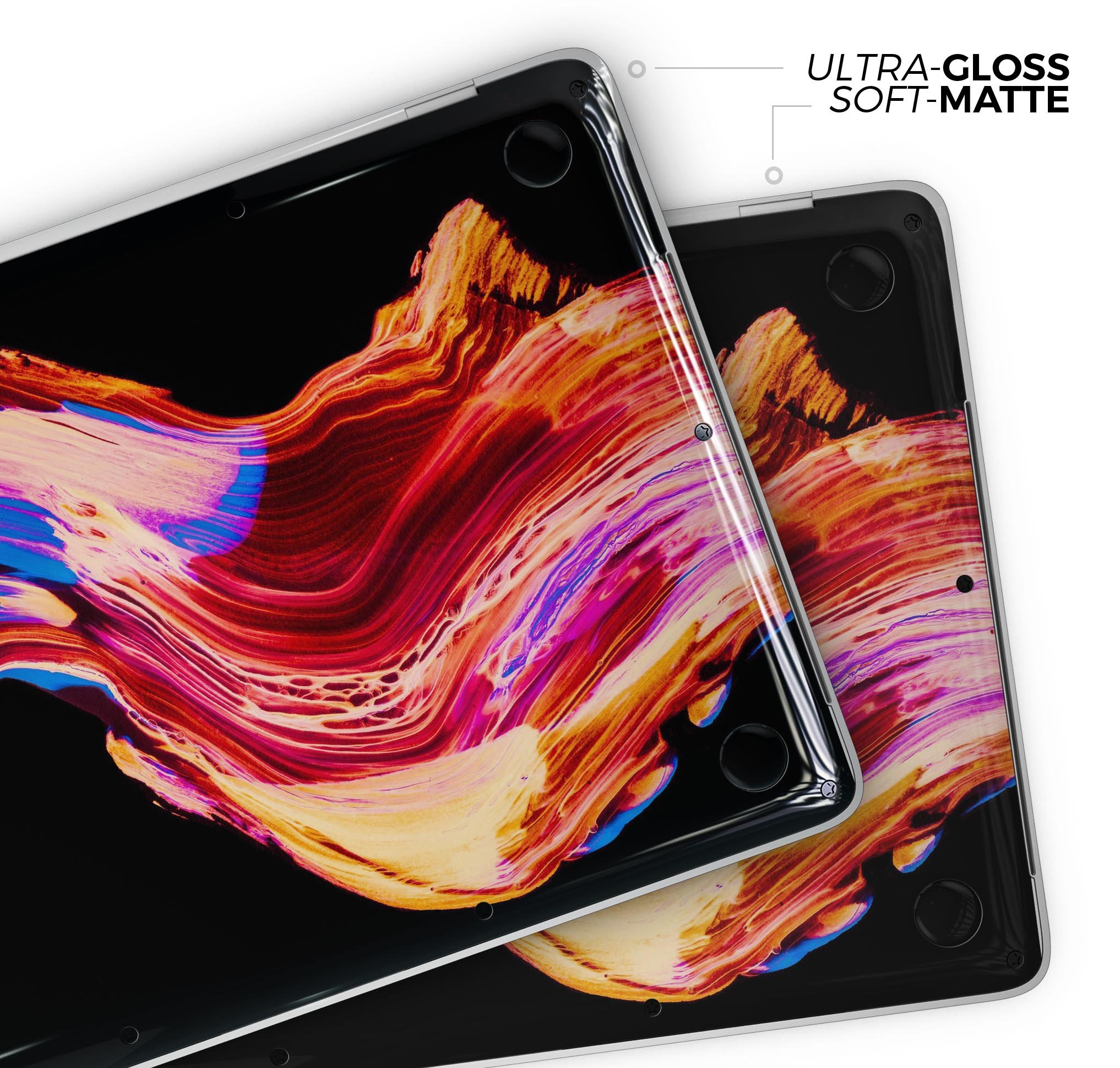 Liquid Abstract Paint V80 skin decal wrap kit for MacBook, showcasing vibrant colors and a sleek design.
