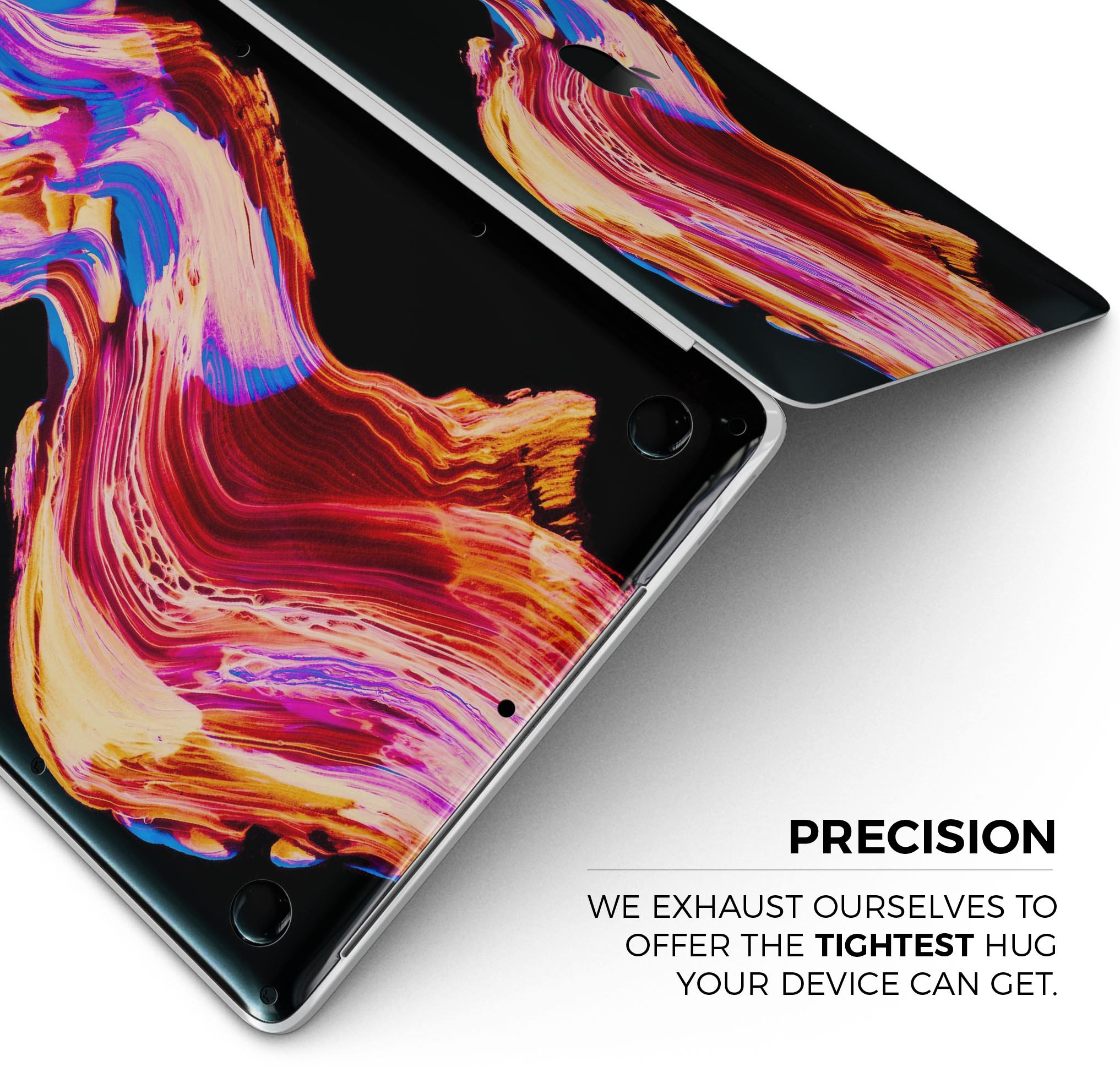 Liquid Abstract Paint V80 skin decal wrap kit for MacBook, showcasing vibrant colors and a sleek design.