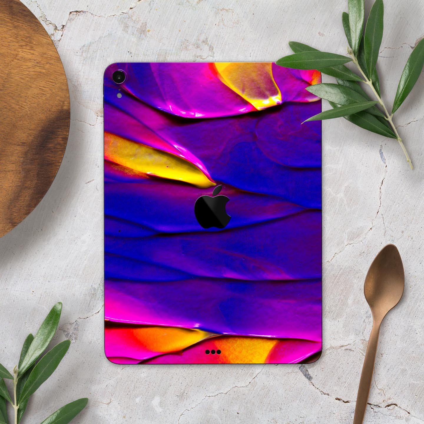 Liquid Abstract Paint V9 skin decal for Apple iPad Pro, showcasing vibrant colors and a sleek design.