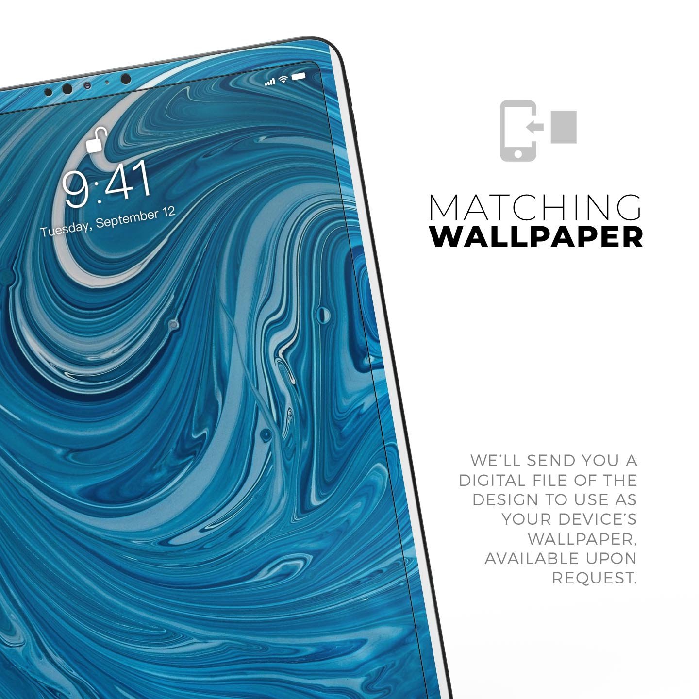 Liquid Blue Color Fusion Full Body Skin Decal for Apple iPad Pro, showcasing vibrant colors and premium 3M material.