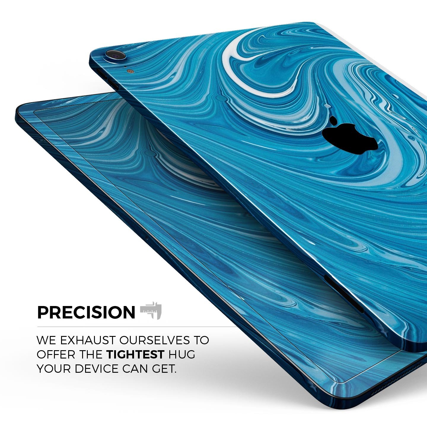 Liquid Blue Color Fusion Full Body Skin Decal for Apple iPad Pro, showcasing vibrant colors and premium 3M material.