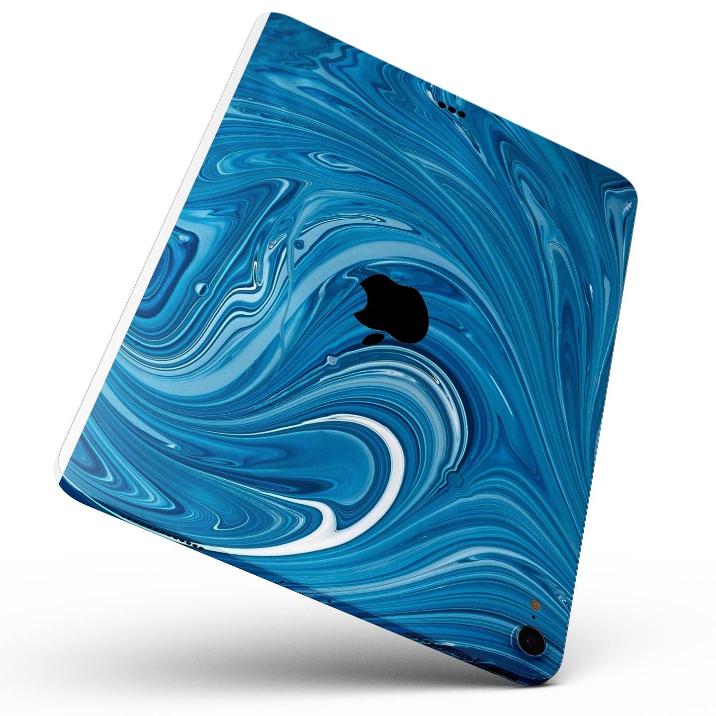 Liquid Blue Color Fusion Full Body Skin Decal for Apple iPad Pro, showcasing vibrant colors and premium 3M material.