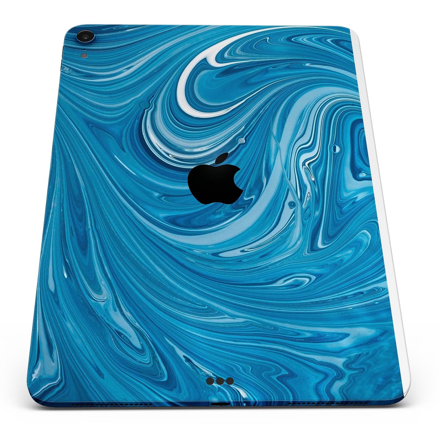 Liquid Blue Color Fusion Full Body Skin Decal for Apple iPad Pro, showcasing vibrant colors and premium 3M material.