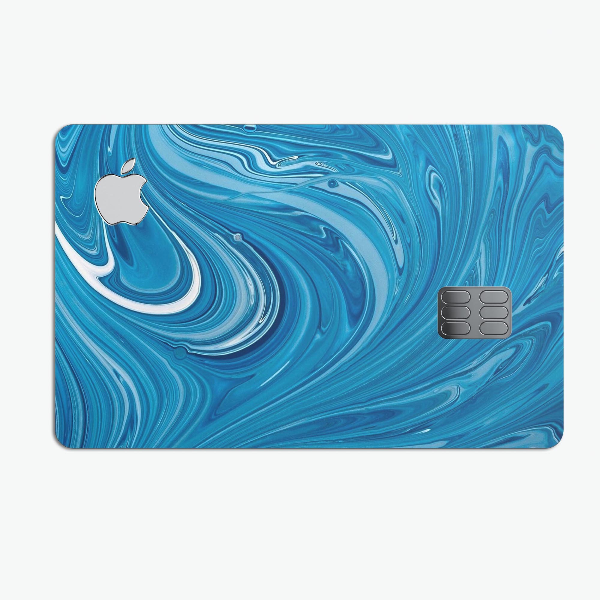Liquid Blue Color Fusion skin kit for Apple Card, showcasing premium vinyl protection with a glossy finish.