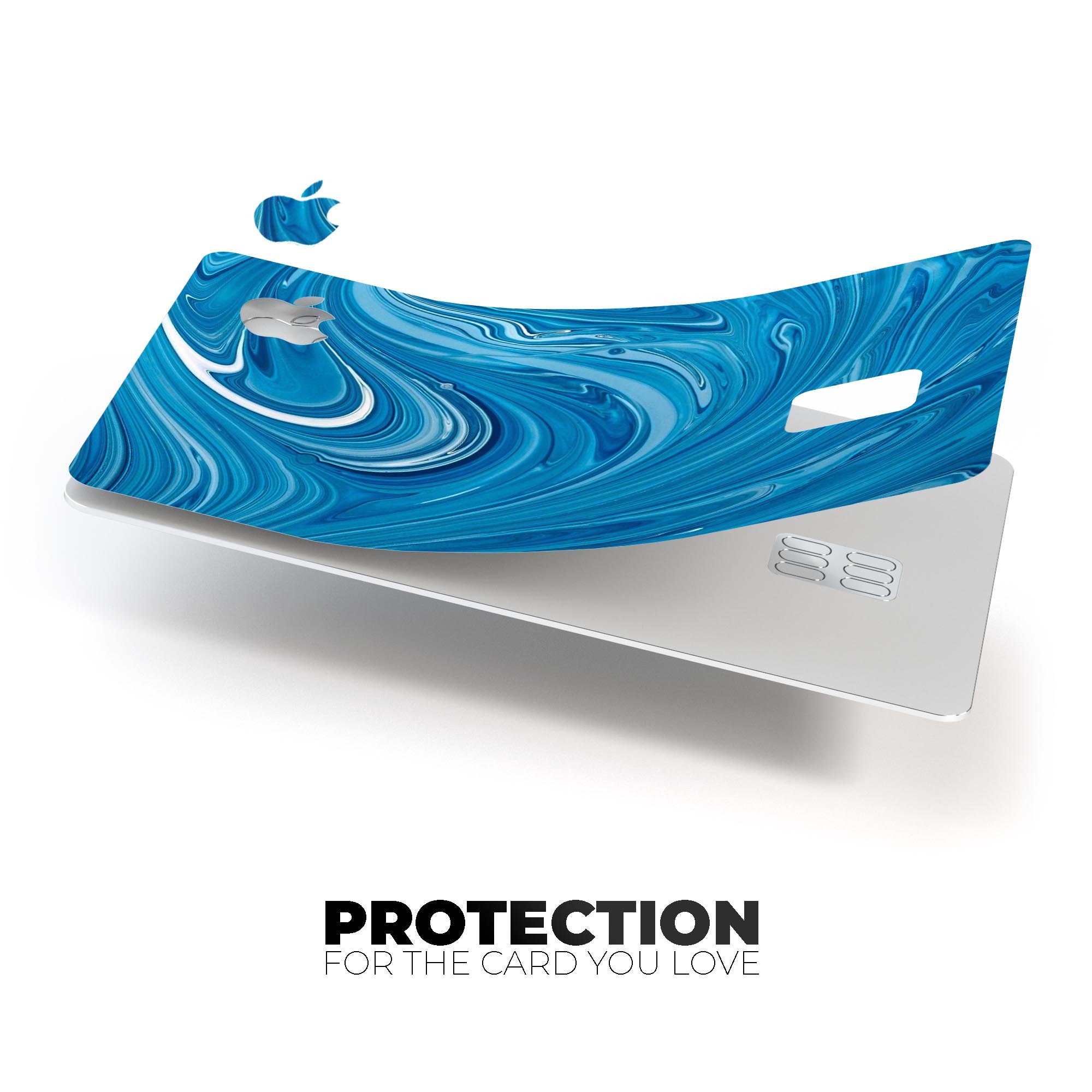 Liquid Blue Color Fusion skin kit for Apple Card, showcasing premium vinyl protection with a glossy finish.