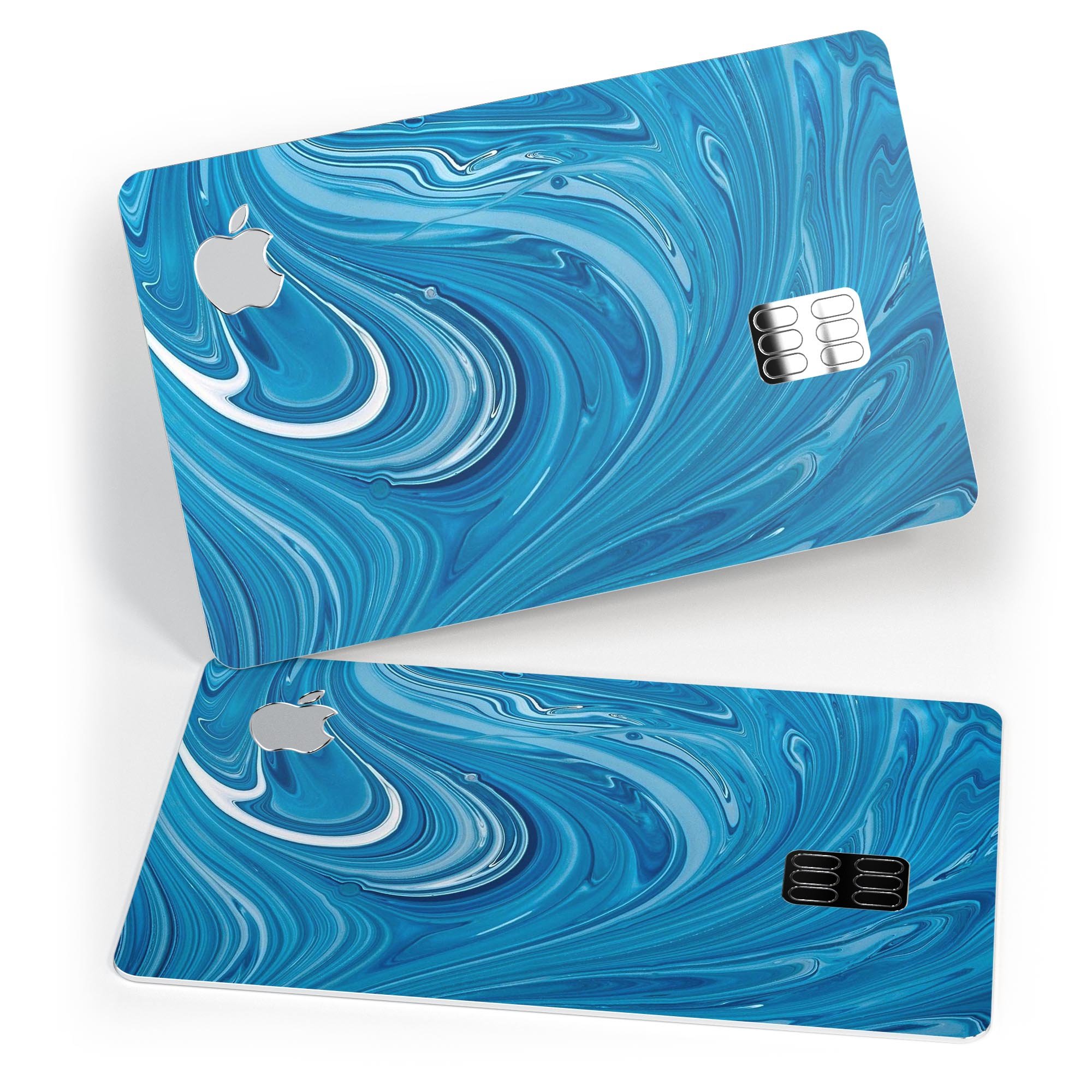 Liquid Blue Color Fusion skin kit for Apple Card, showcasing premium vinyl protection with a glossy finish.