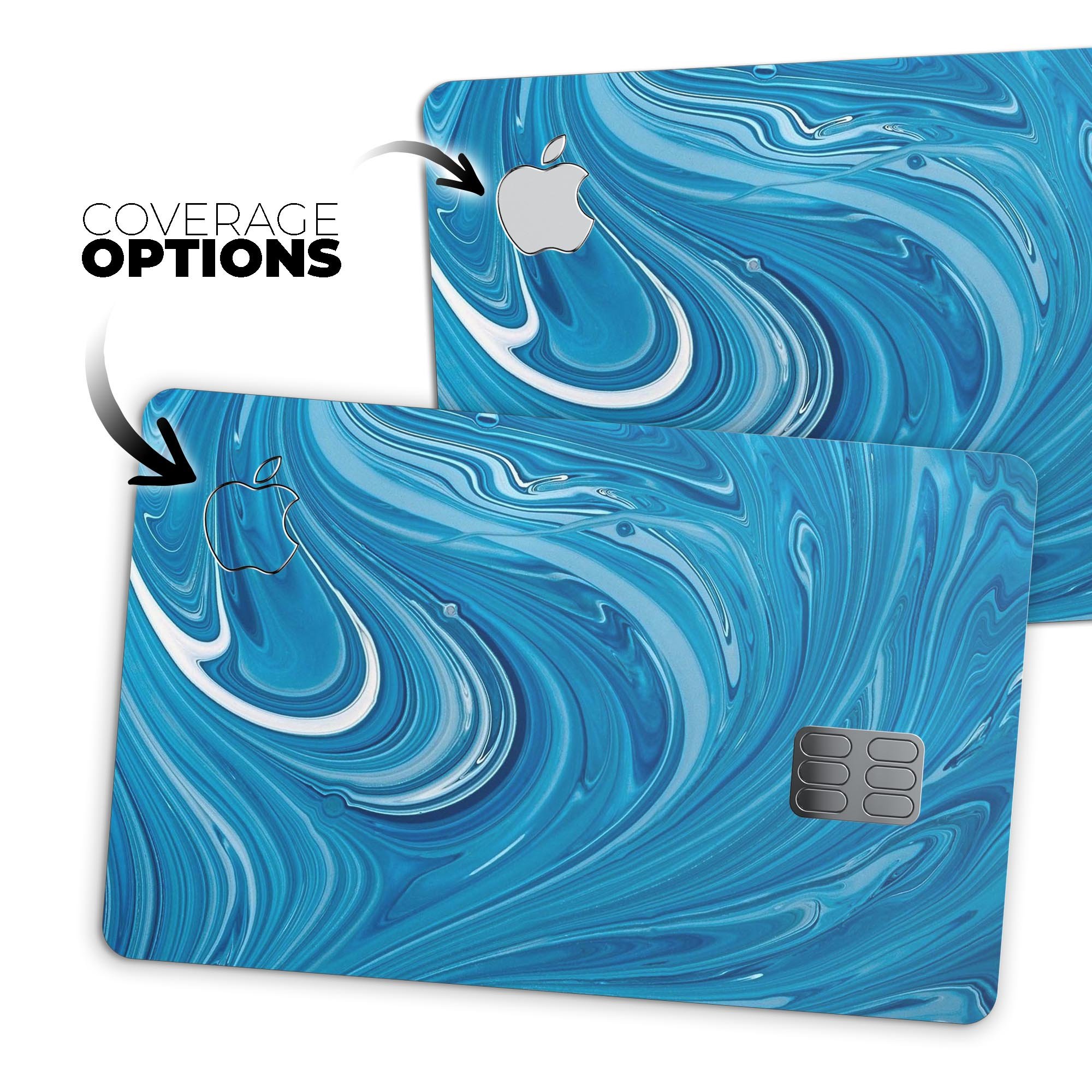 Liquid Blue Color Fusion skin kit for Apple Card, showcasing premium vinyl protection with a glossy finish.