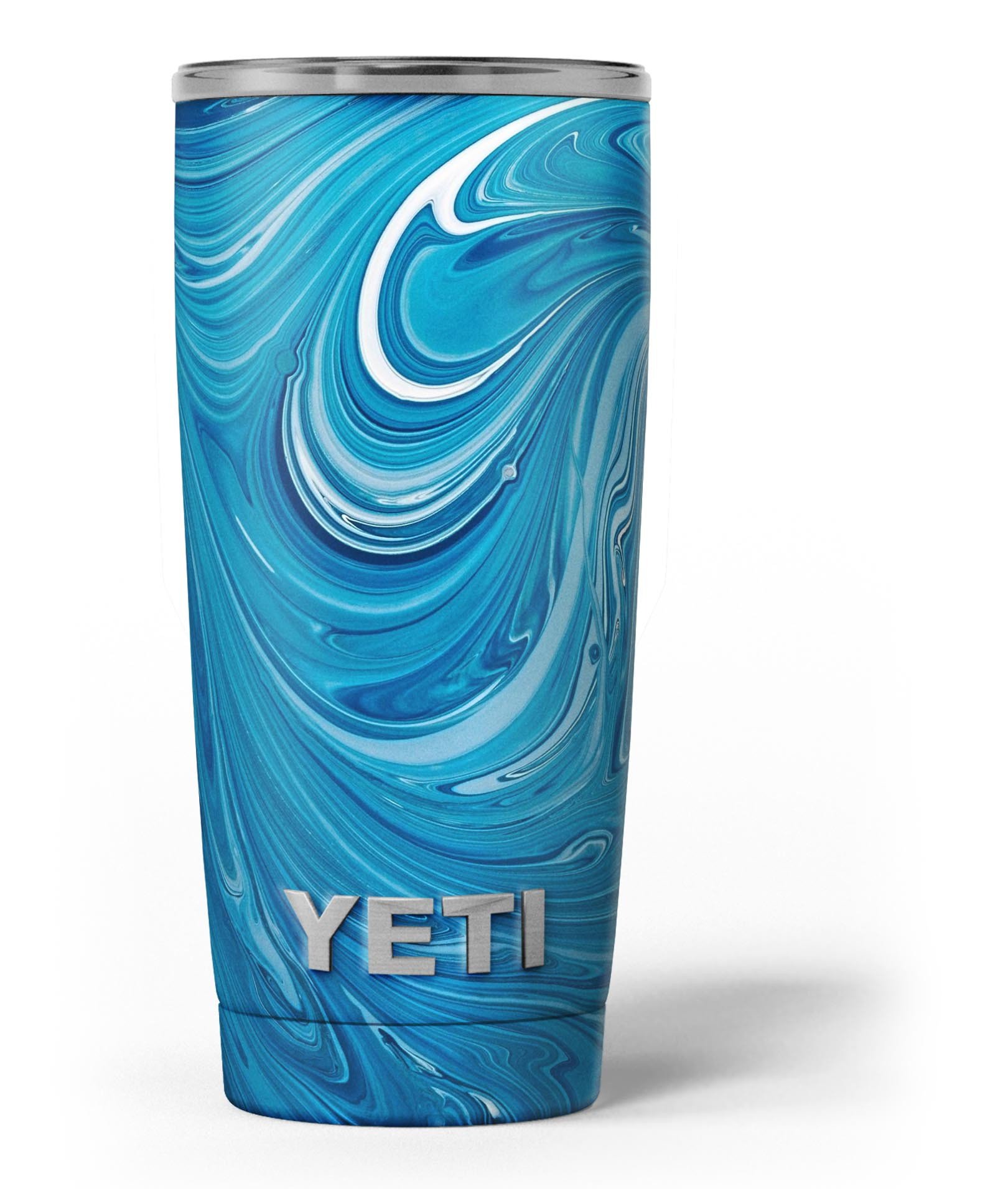 Liquid Blue Color Fusion skin decal vinyl wrap kit for Yeti Coolers, showcasing vibrant colors and a sleek design.