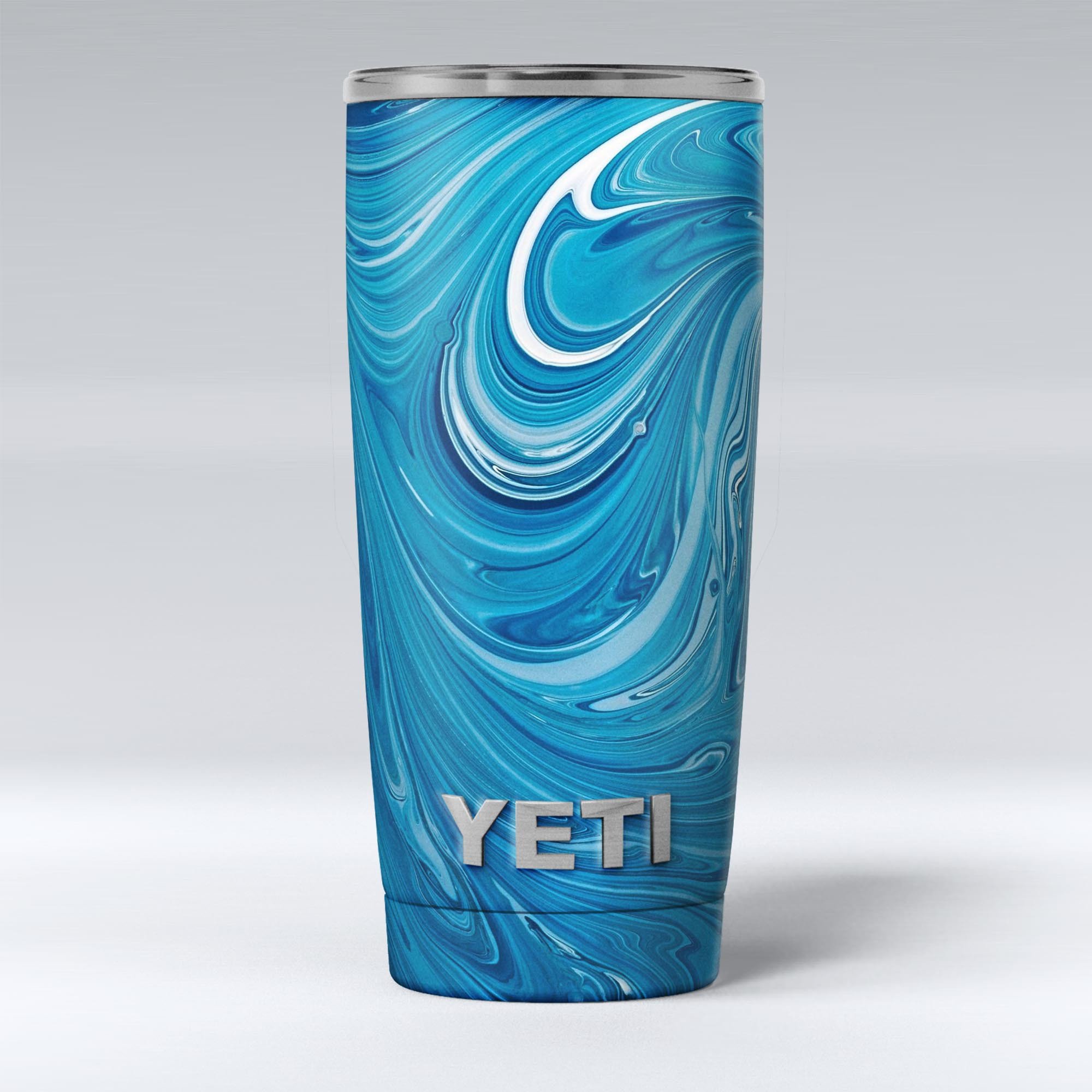 Liquid Blue Color Fusion skin decal vinyl wrap kit for Yeti Coolers, showcasing vibrant colors and a sleek design.