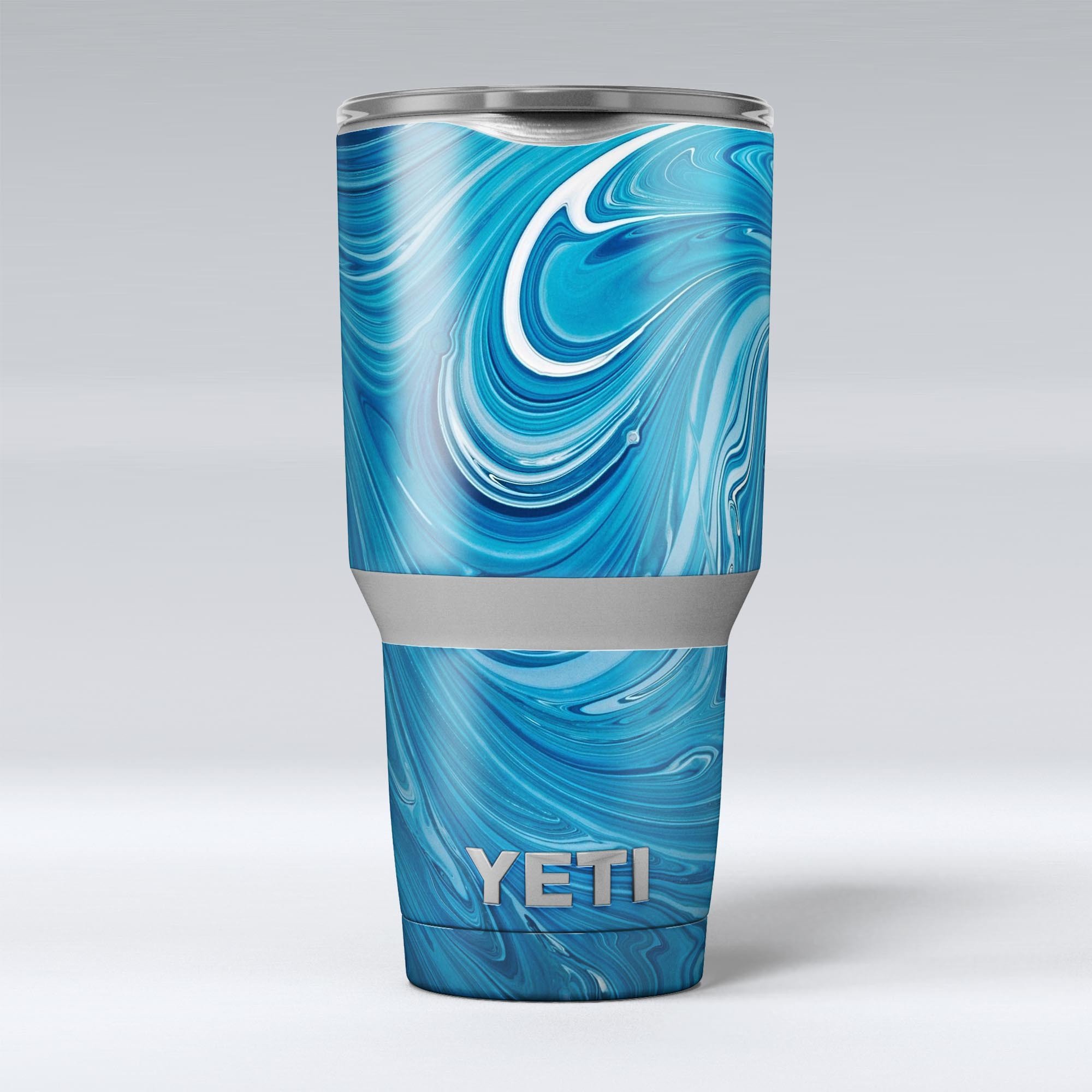 Liquid Blue Color Fusion skin decal vinyl wrap kit for Yeti Coolers, showcasing vibrant colors and a sleek design.