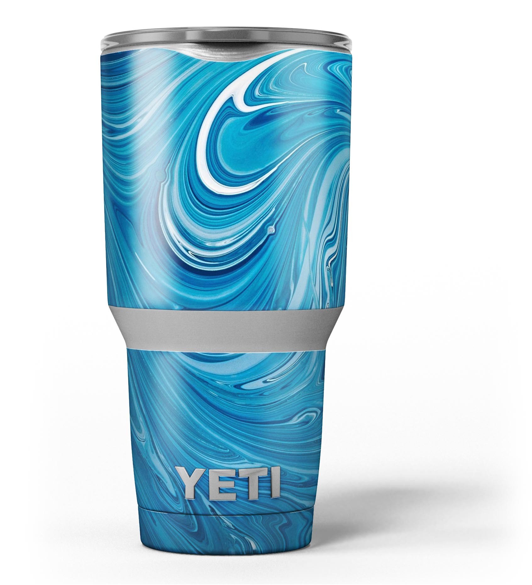 Liquid Blue Color Fusion skin decal vinyl wrap kit for Yeti Coolers, showcasing vibrant colors and a sleek design.
