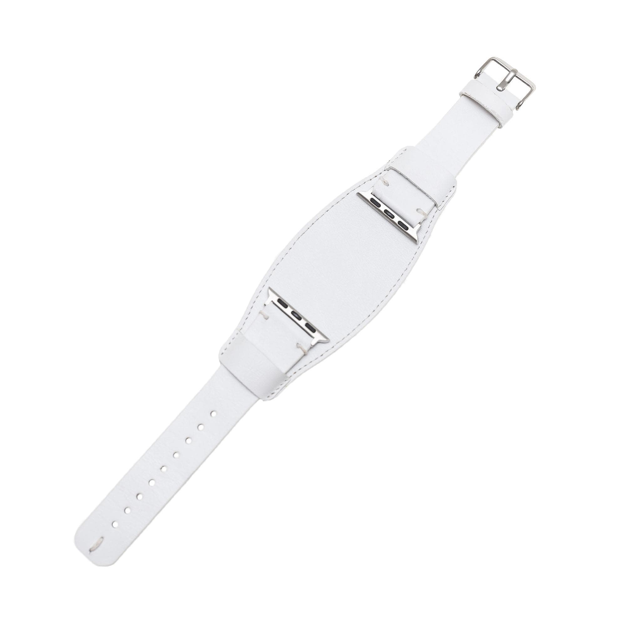 Lisburn Pulsar Apple Watch Leather Strap in premium full-grain leather with stainless steel buckle, showcasing personalization options.
