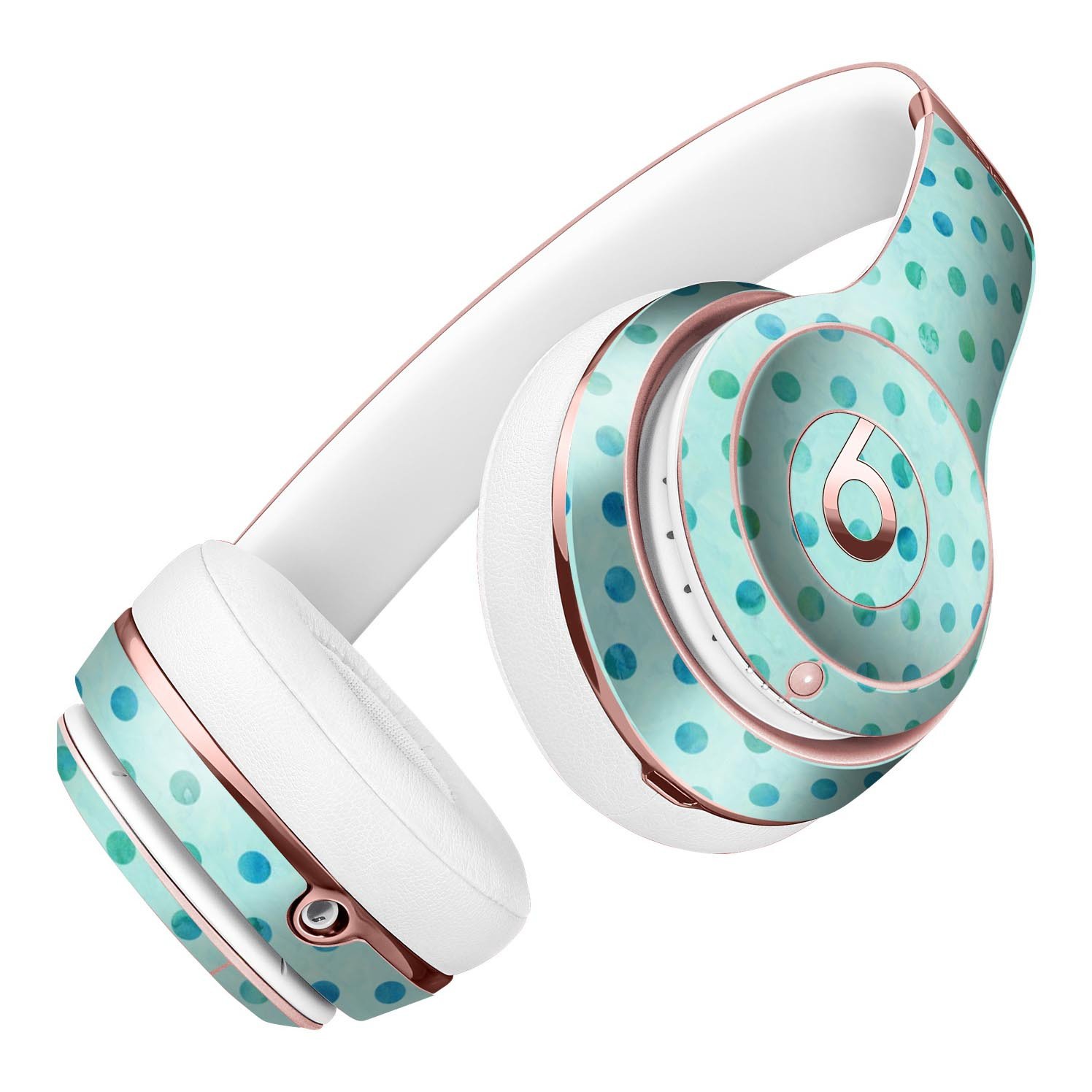 Little Aqua Watercolor Polka Dots Full-Body Skin Kit for Beats by Dre Solo 3 Wireless Headphones, showcasing vibrant polka dot design.