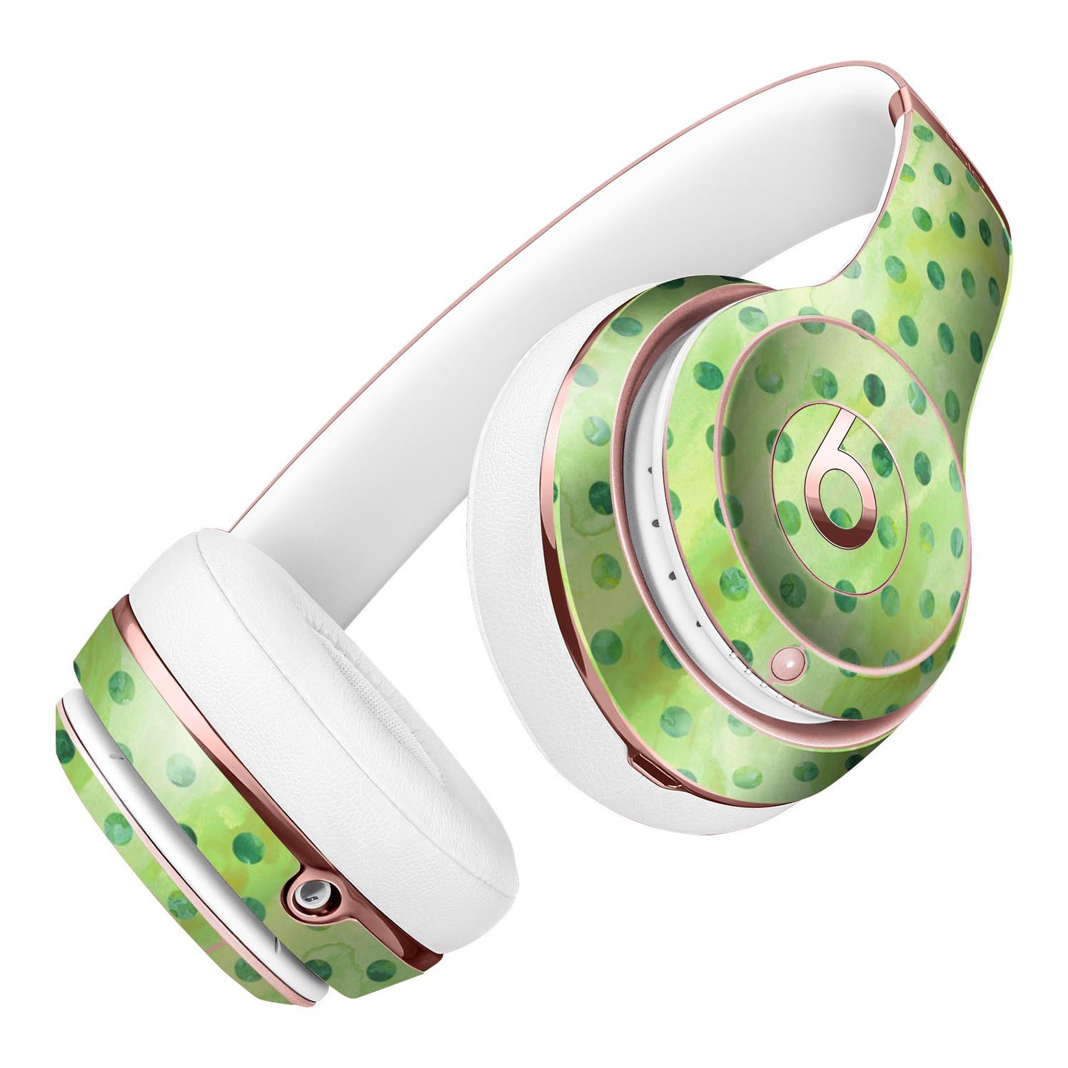 Little Green Watercolor Polka Dots Full-Body Skin Kit for Beats by Dre Solo 3 Wireless Headphones, showcasing vibrant colors and unique design.