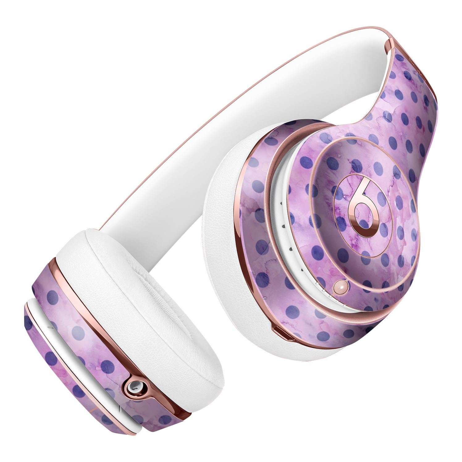 Little Purple Watercolor Polka Dots Skin Kit for Beats by Dre Solo 3 Wireless Headphones, showcasing vibrant colors and unique design.